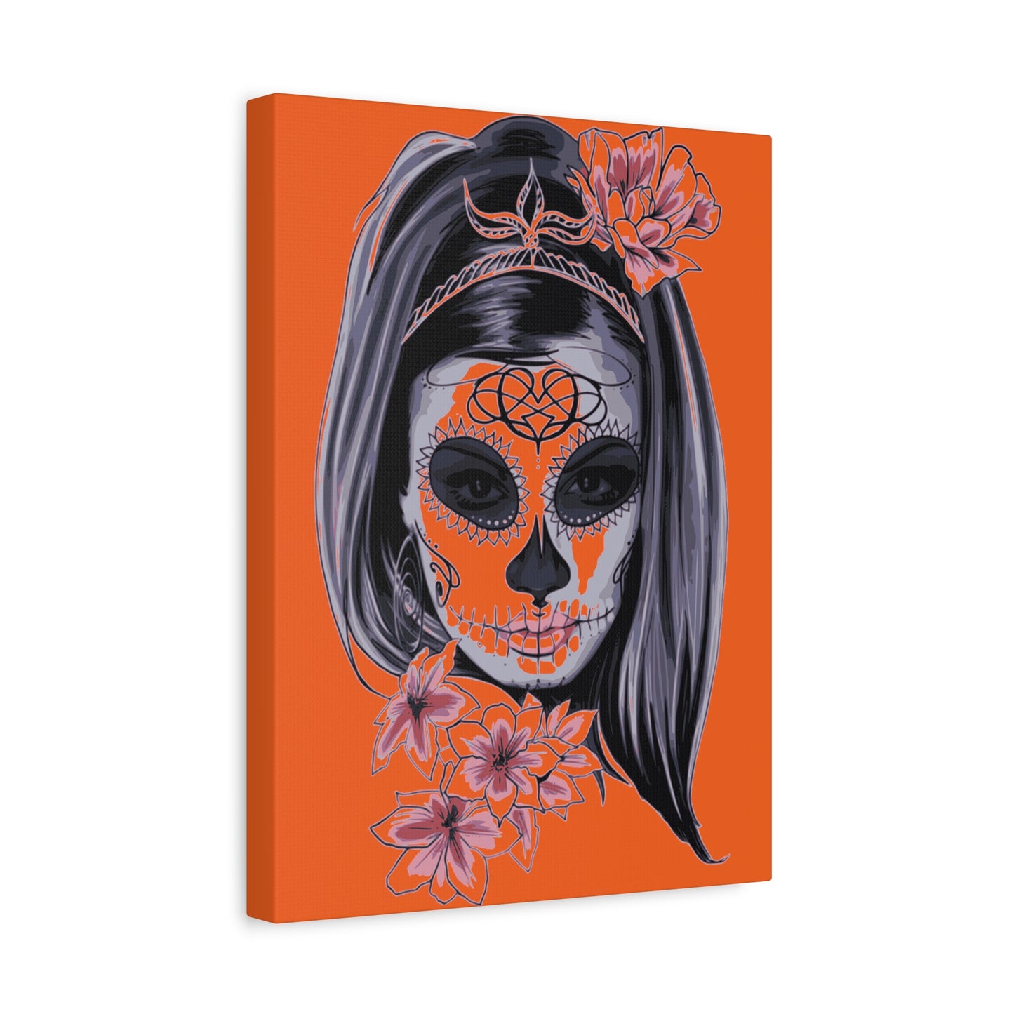 Lady Dead Mask Orange Matte Canvas, Stretched, 1.25"