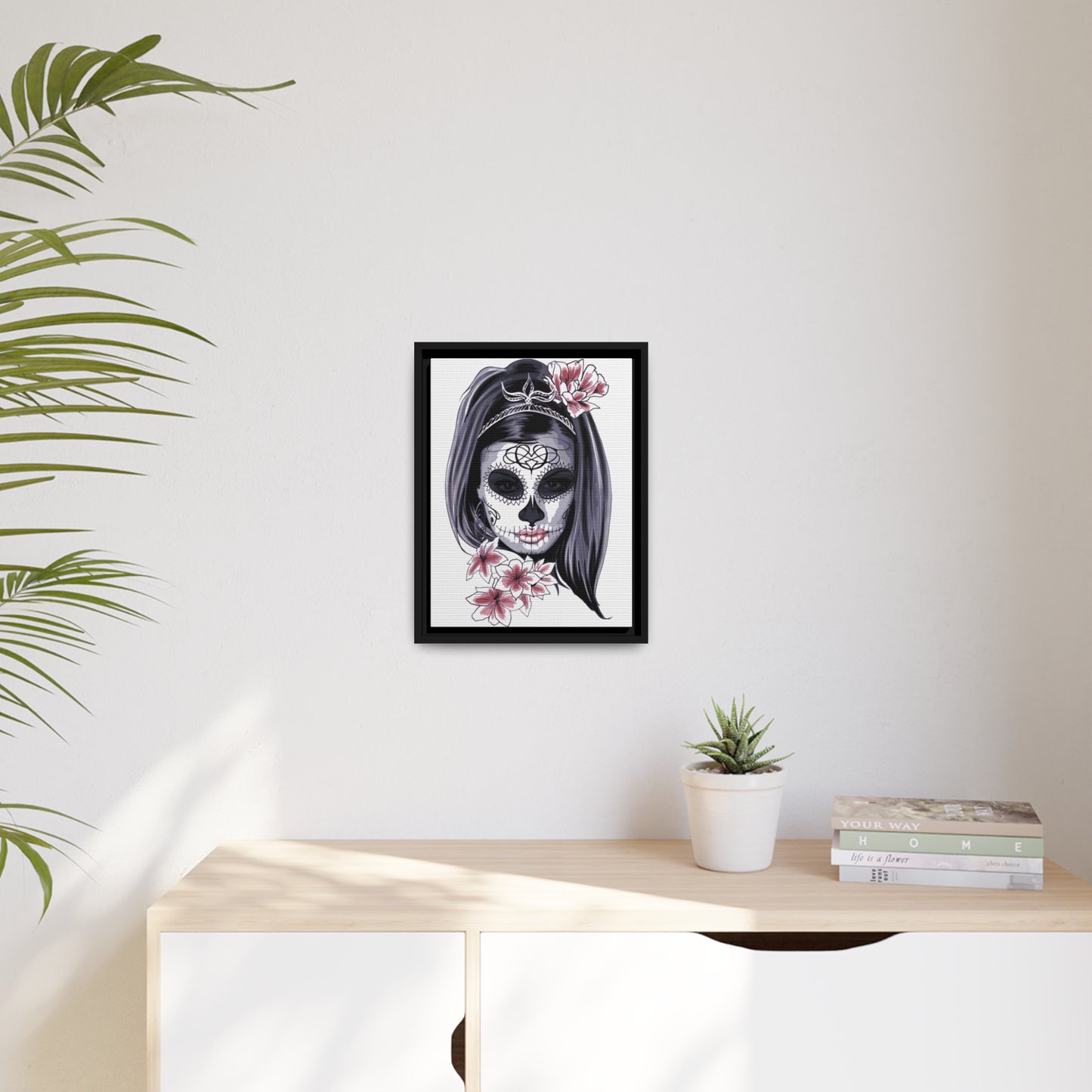 Lady Dead Mask White Matte Canvas, Black Frame