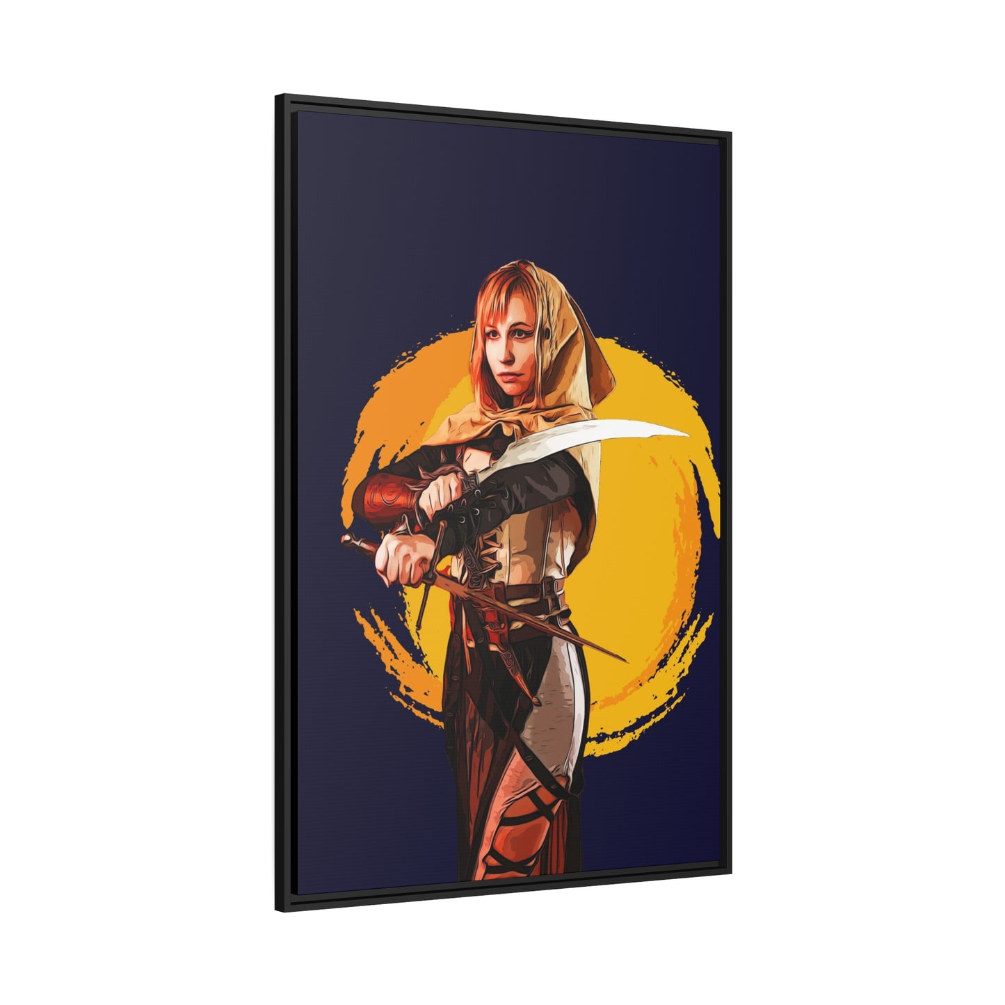 Cosplay Woman Warrior Matte Canvas, Black Frame