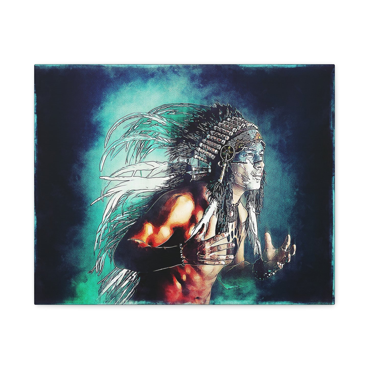 First Nation Man Matte Canvas, Stretched, 1.25"