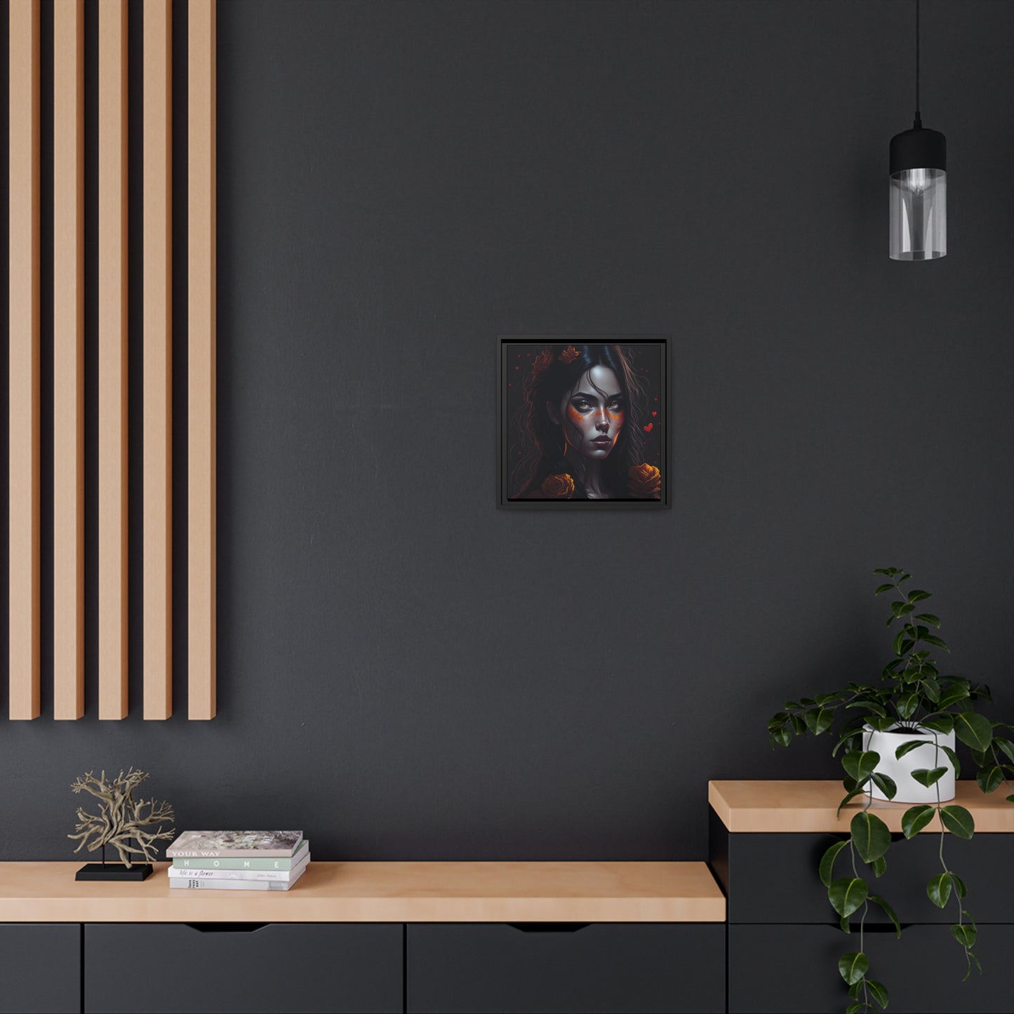 Woman AI Gen Matte Canvas, Black Frame