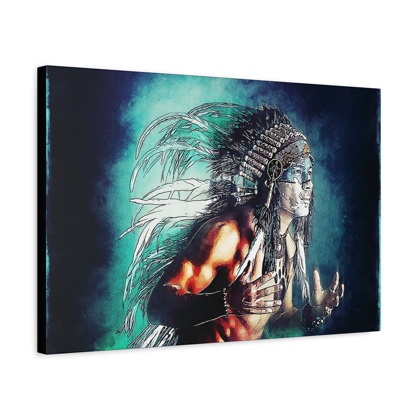 First Nation Man Matte Canvas, Stretched, 1.25"