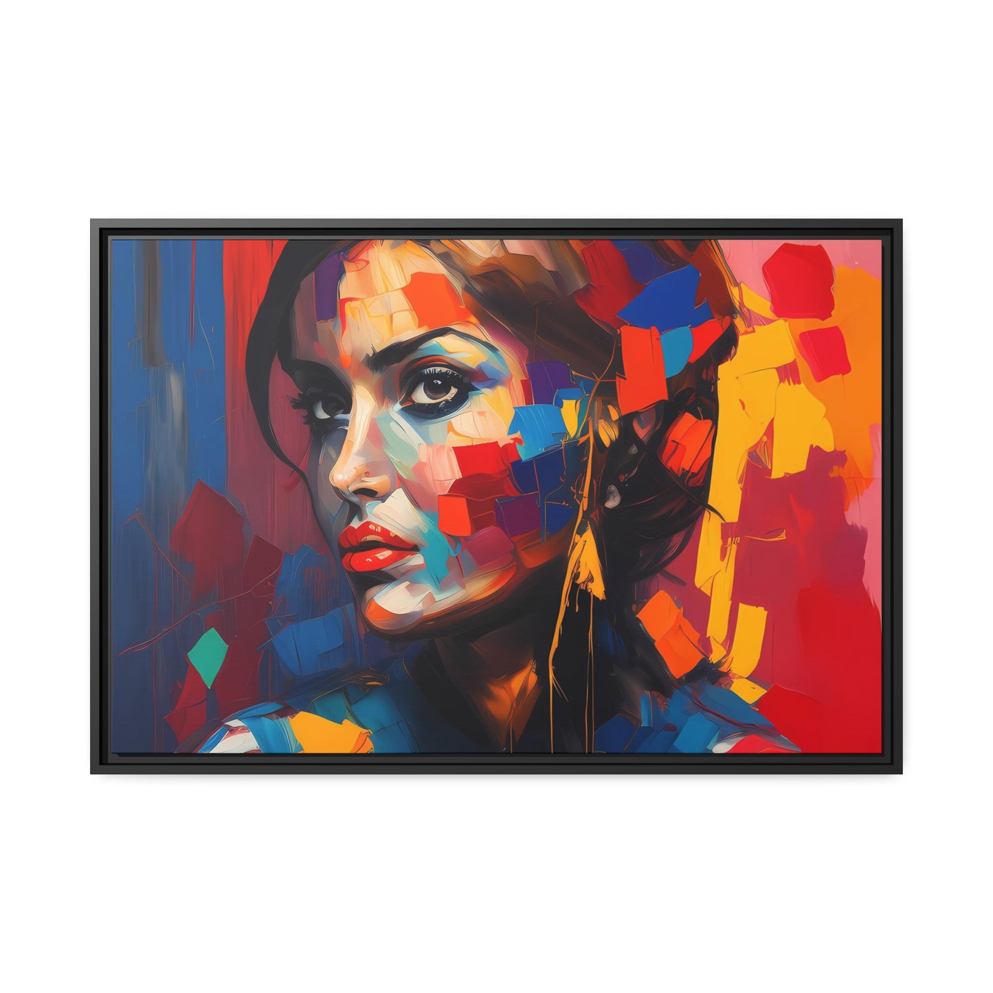 Woman AI Gen Matte Canvas, Black Frame