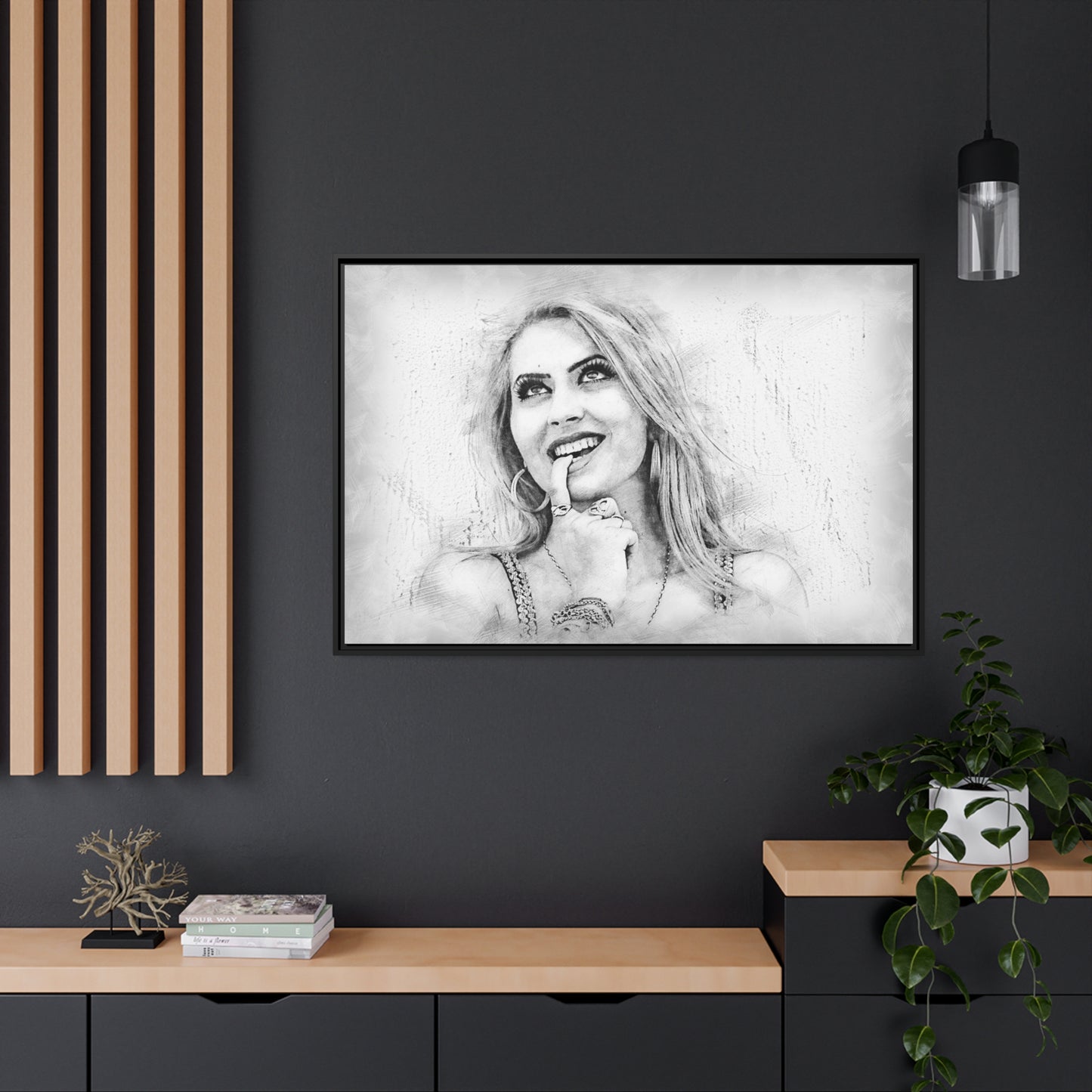Woman Matte Canvas, Black Frame