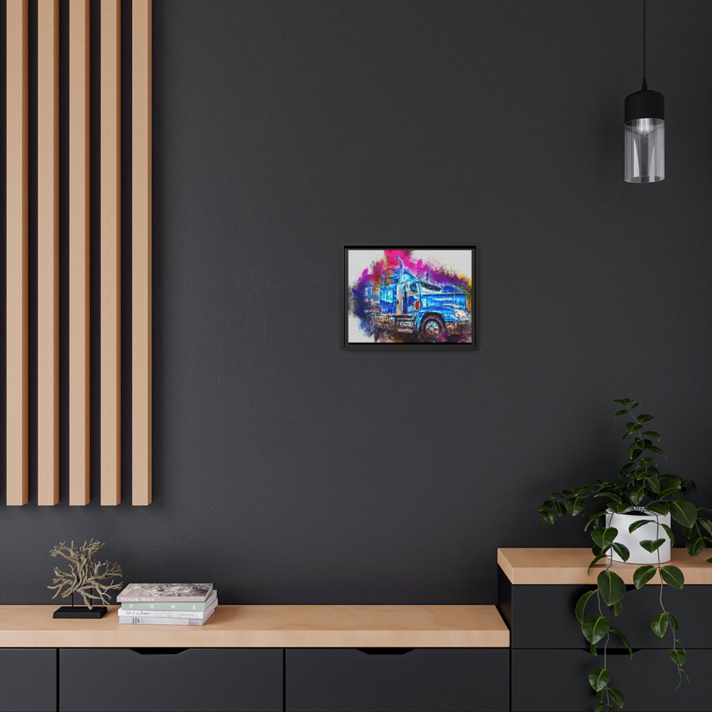 Truck AI Gen Matte Canvas, Black Frame