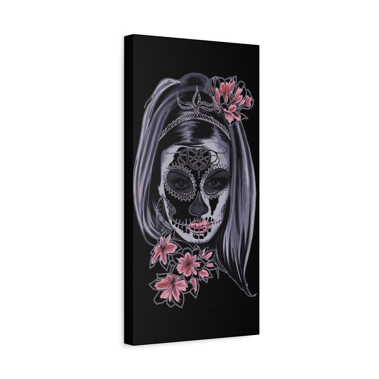 Lady Dead Mask Black Matte Canvas, Stretched, 1.25"