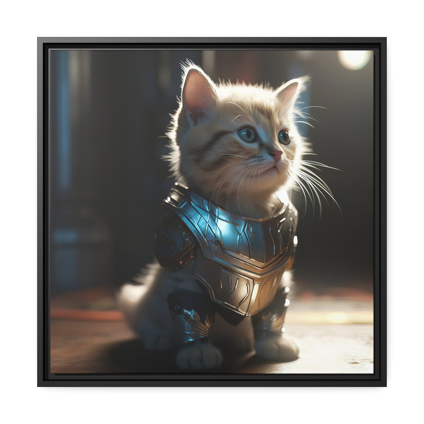 Thunder Kitten Matte Canvas, Black Frame
