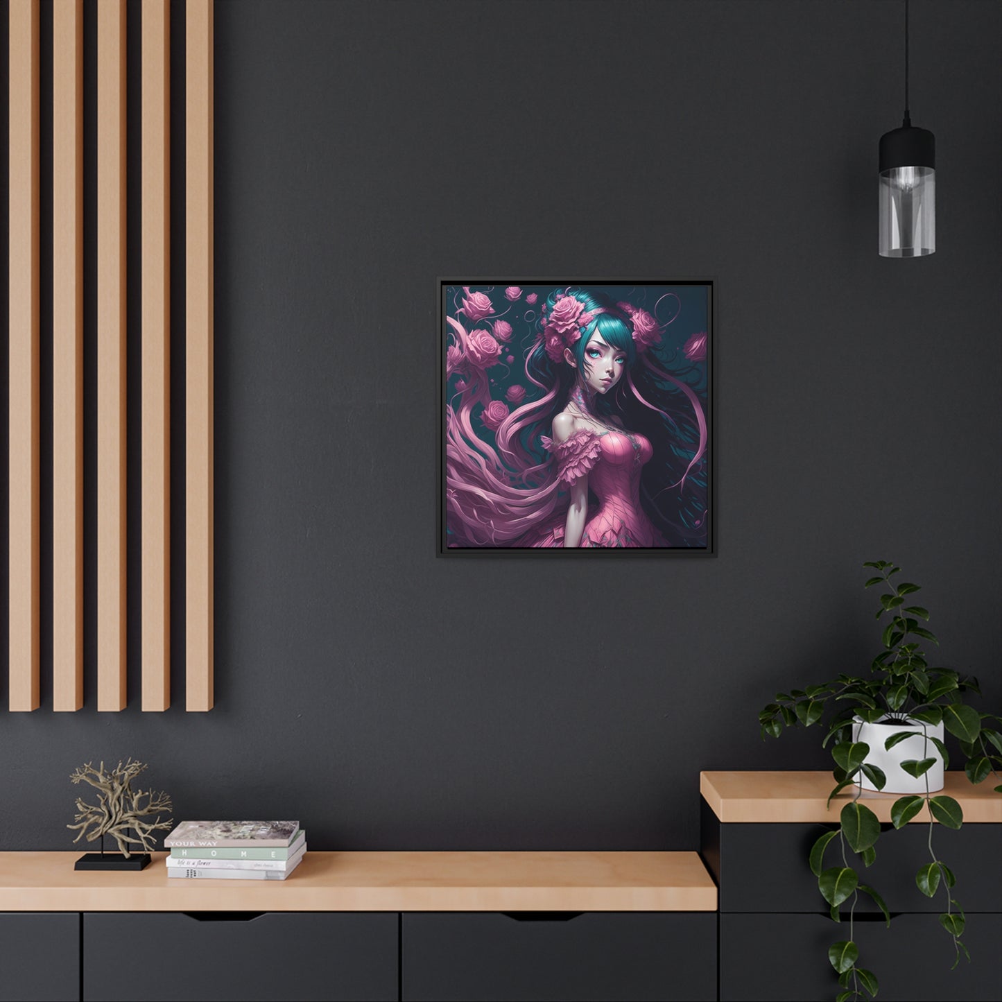 Lady Rose AI Gen Matte Canvas, Black Frame