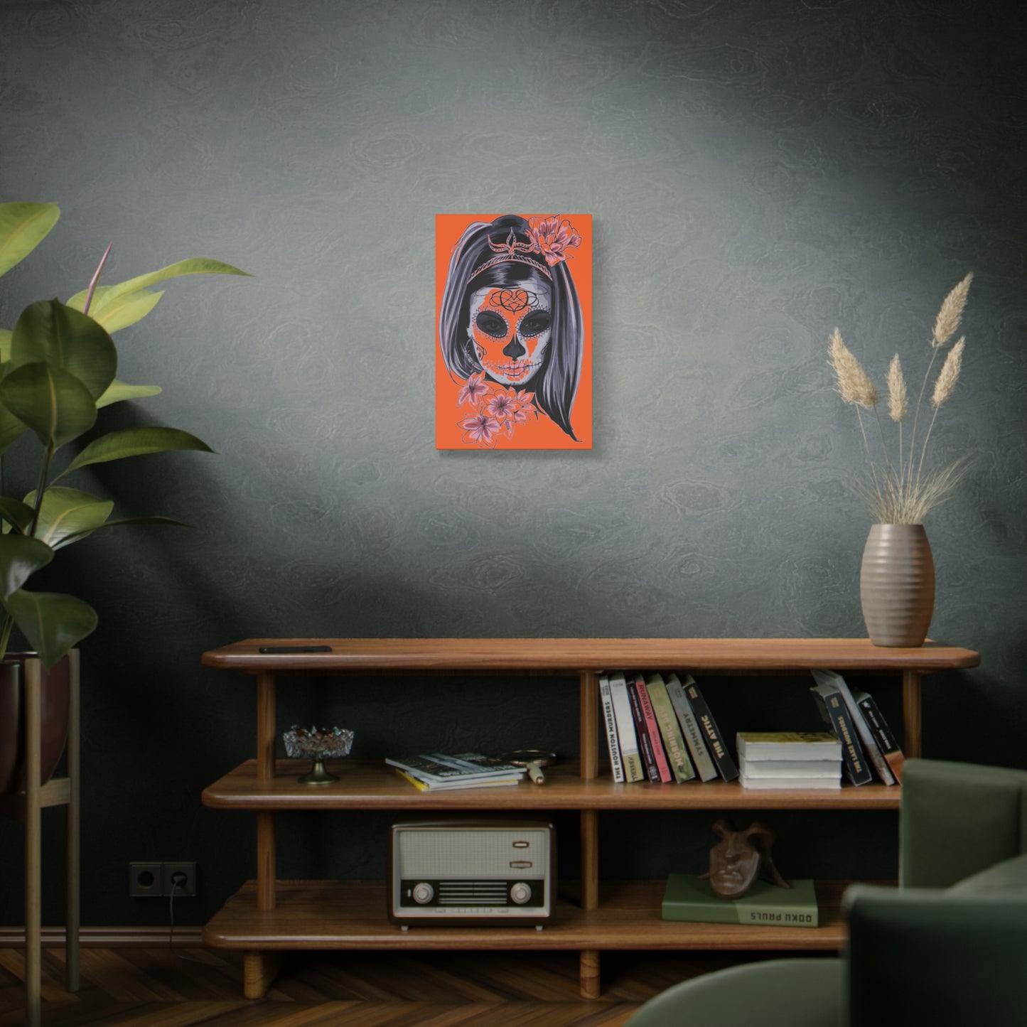 Lady Dead Mask Orange Matte Canvas, Stretched, 1.25"