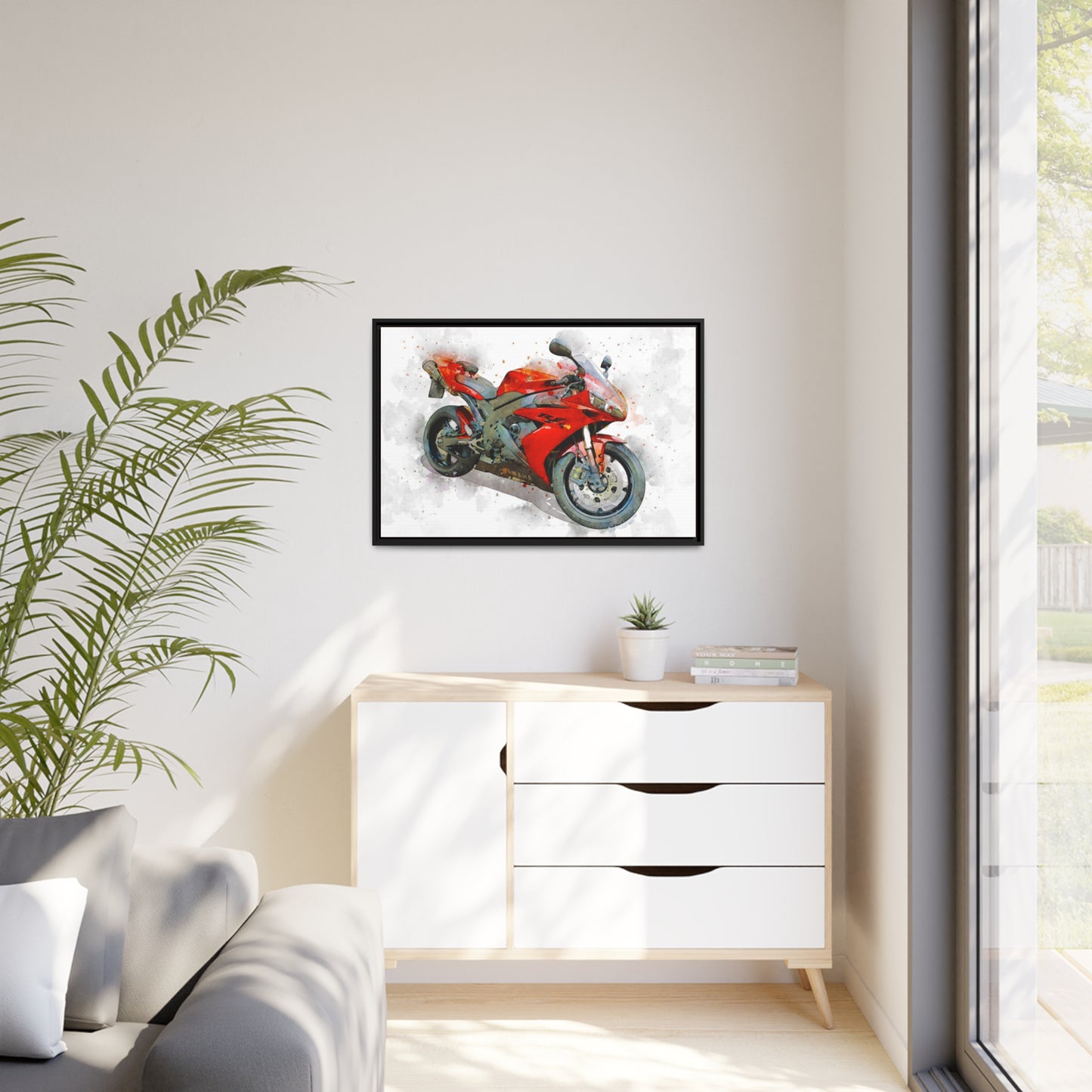 Yamaha R1 Matte Canvas, Black Frame