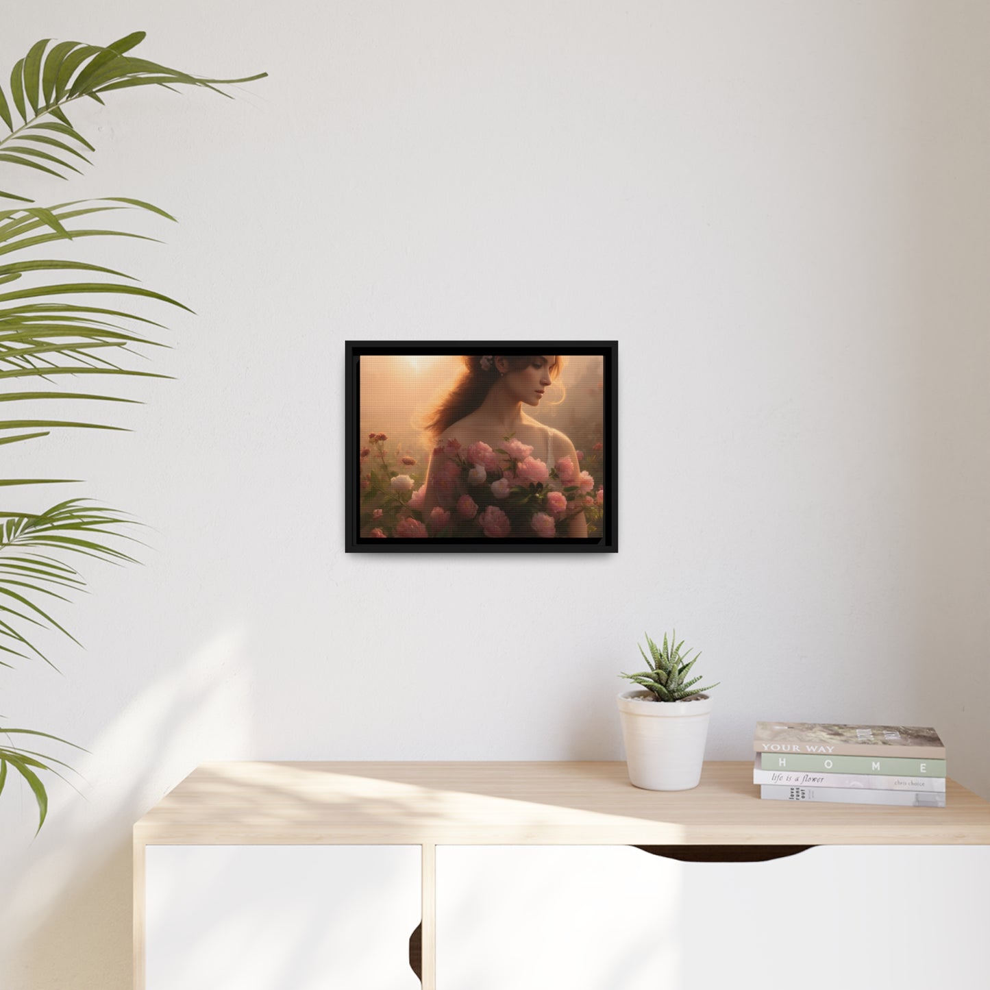 Women Roses Matte Canvas, Black Frame