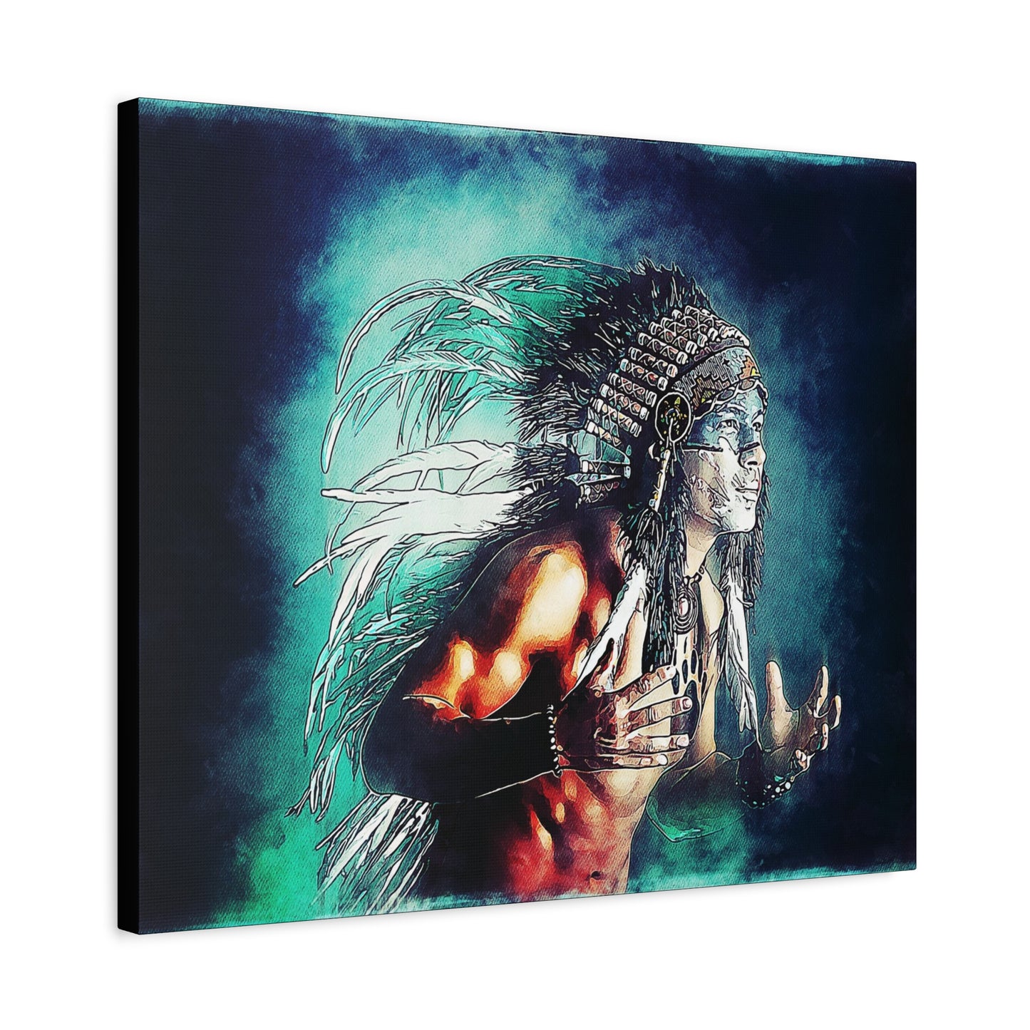 First Nation Man Matte Canvas, Stretched, 1.25"