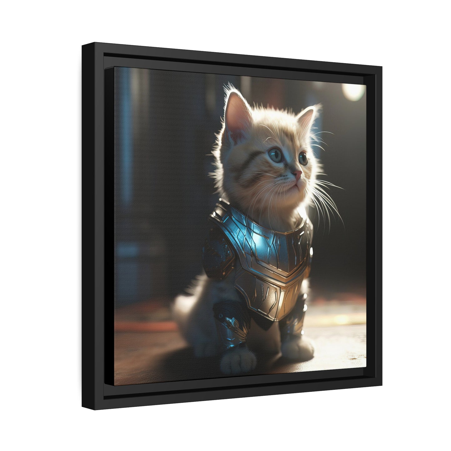 Thunder Kitten Matte Canvas, Black Frame