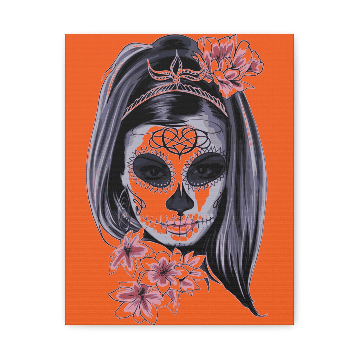Lady Dead Mask Orange Matte Canvas, Stretched, 1.25"