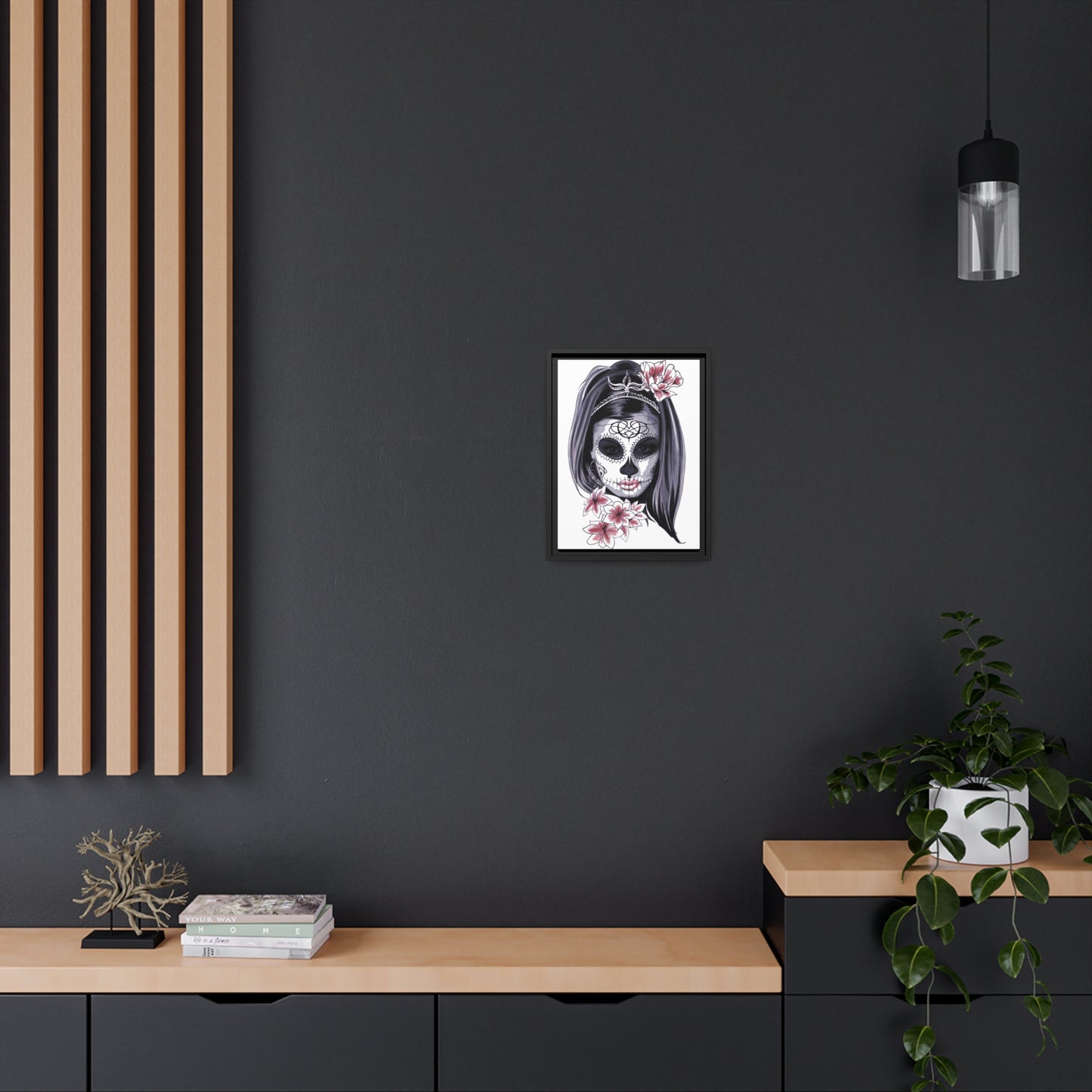Lady Dead Mask White Matte Canvas, Black Frame