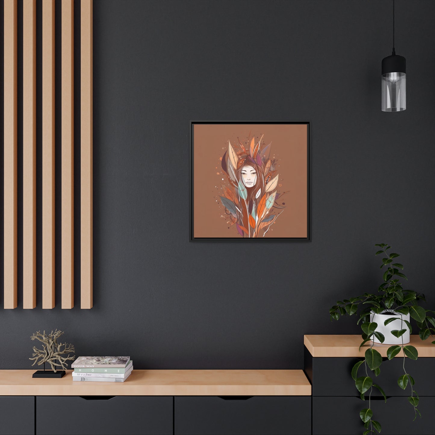 Women Flowers Matte Canvas, Black Frame