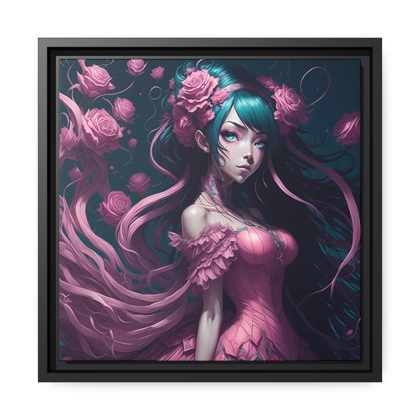 Lady Rose AI Gen Matte Canvas, Black Frame