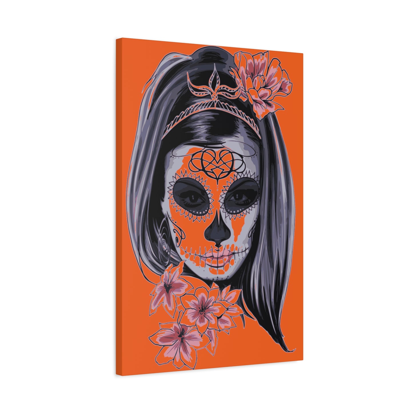Lady Dead Mask Orange Matte Canvas, Stretched, 1.25"