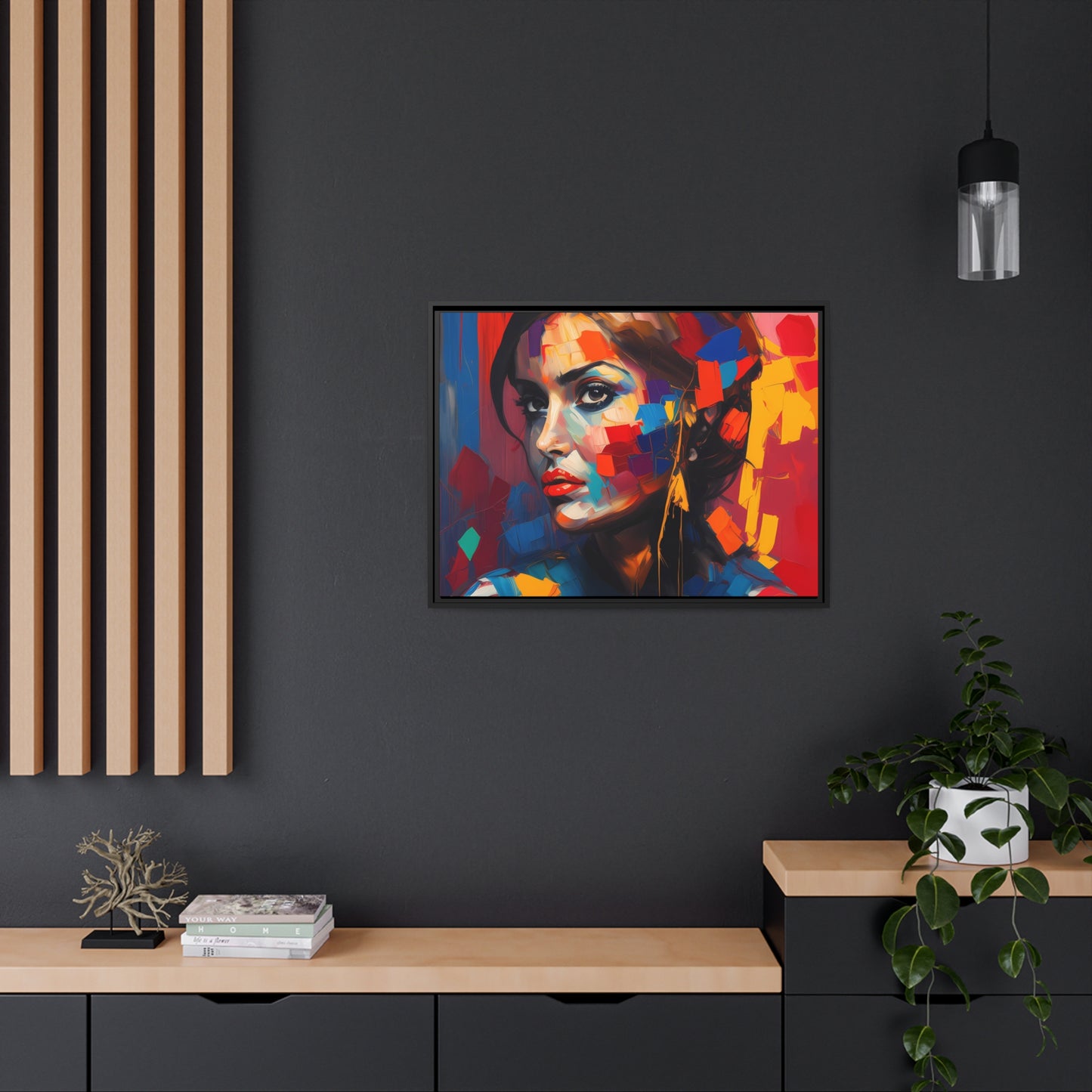 Woman AI Gen Matte Canvas, Black Frame