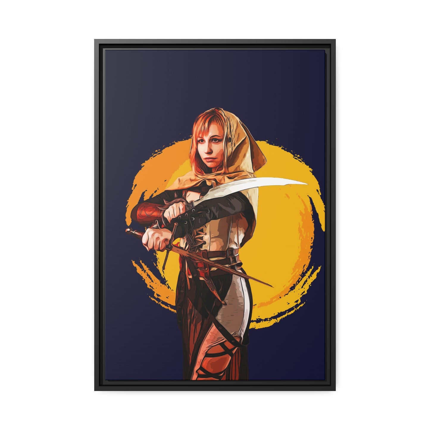 Cosplay Woman Warrior Matte Canvas, Black Frame