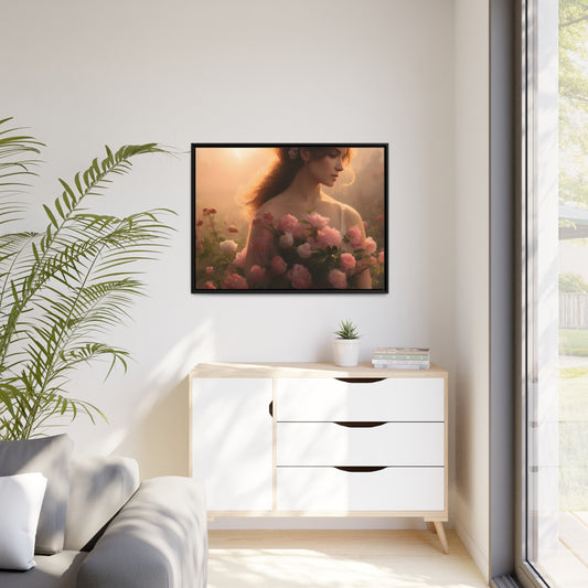 Women Roses Matte Canvas, Black Frame