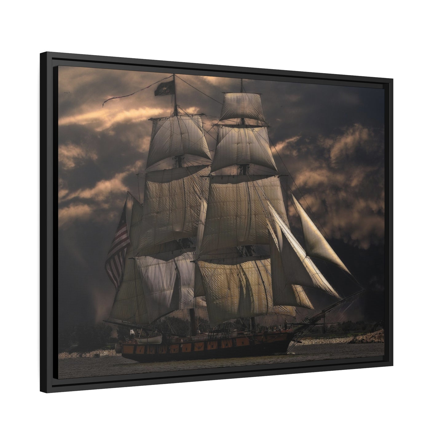 Sailing Ship Matte Canvas, Black Frame