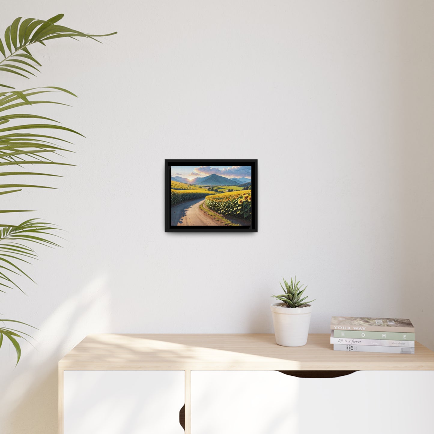 Sunflowers AI Gen Matte Canvas, Black Frame