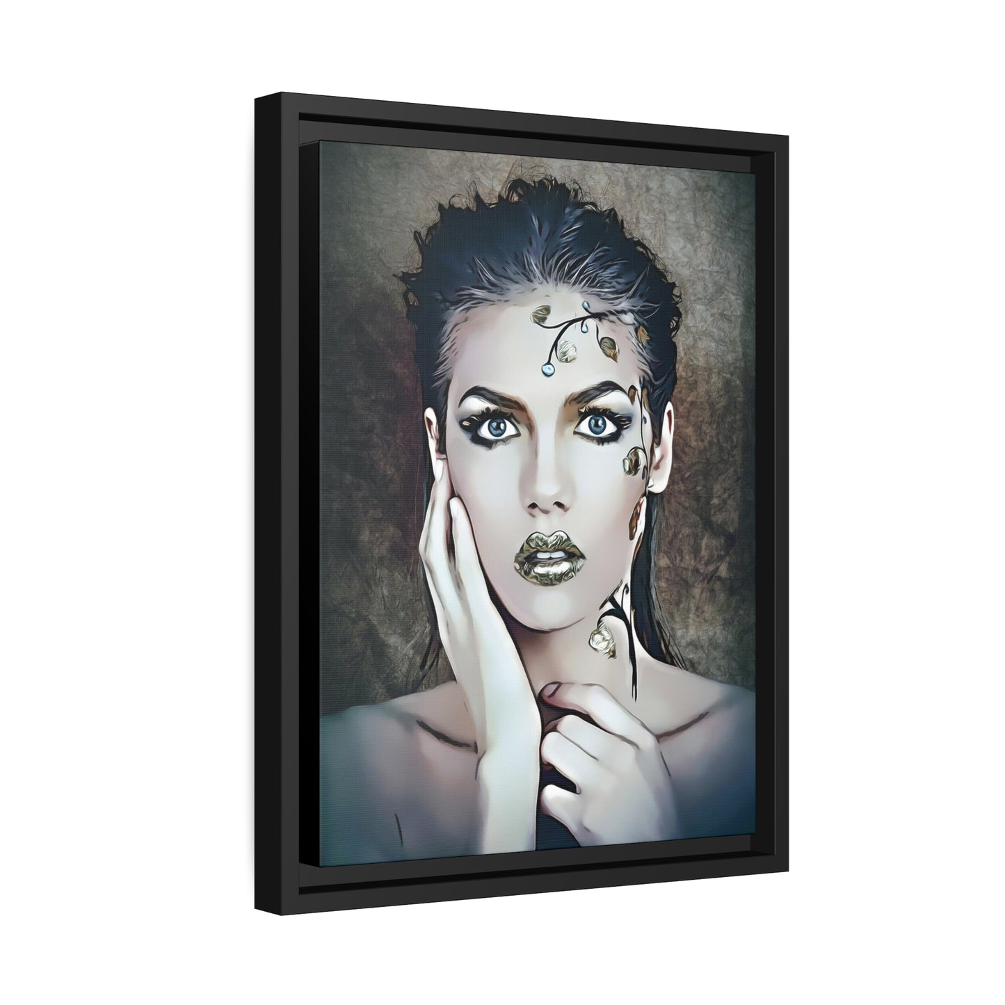 Woman Portrait Matte Canvas, Black Frame