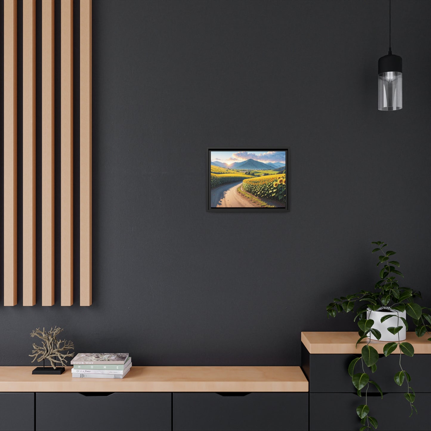 Sunflowers AI Gen Matte Canvas, Black Frame