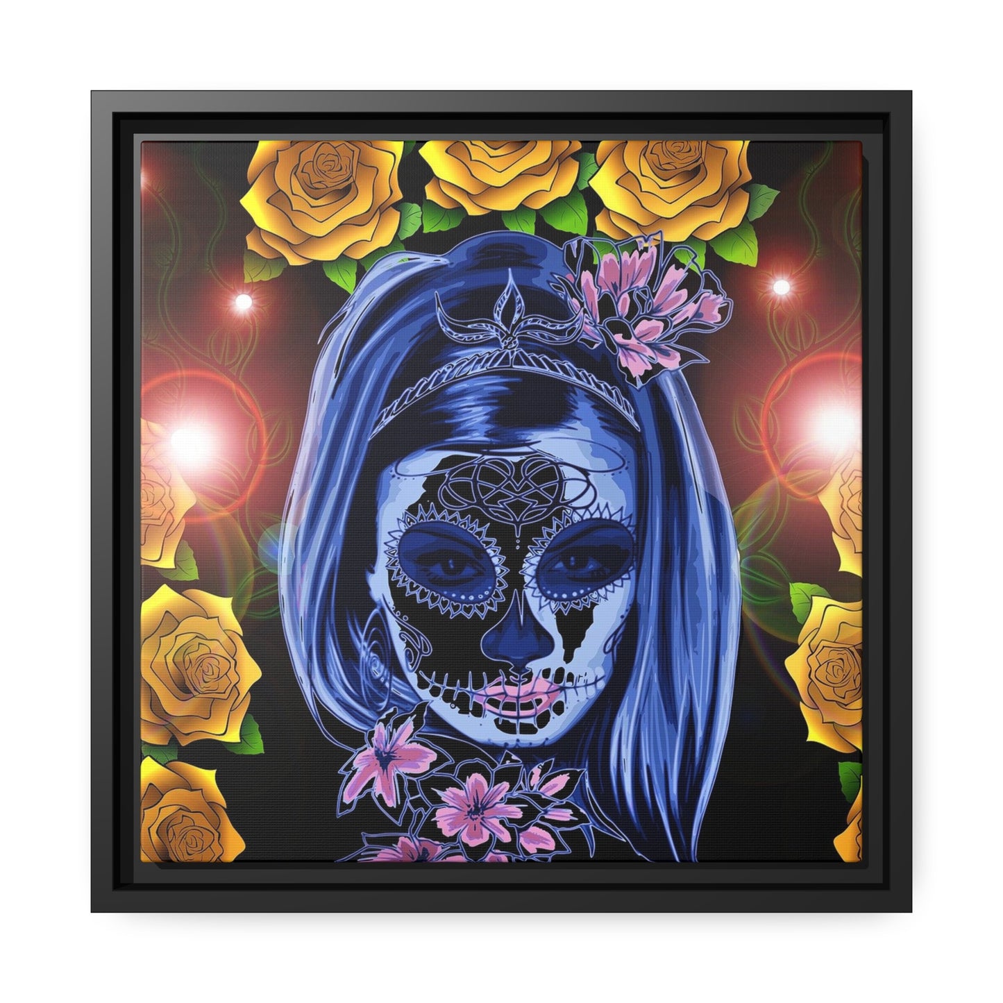 Day of the dead Matte Canvas, Black Frame