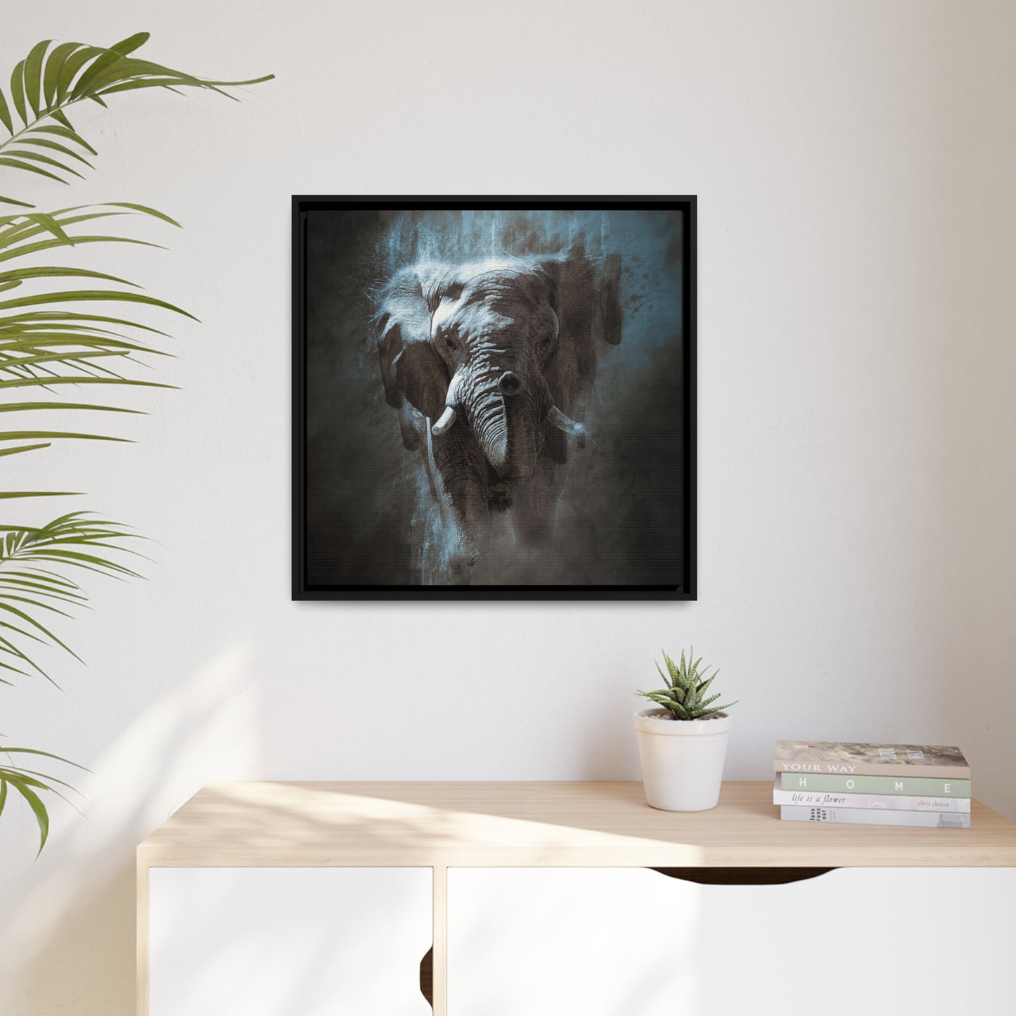 Elephant AI Gen Matte Canvas, Black Frame