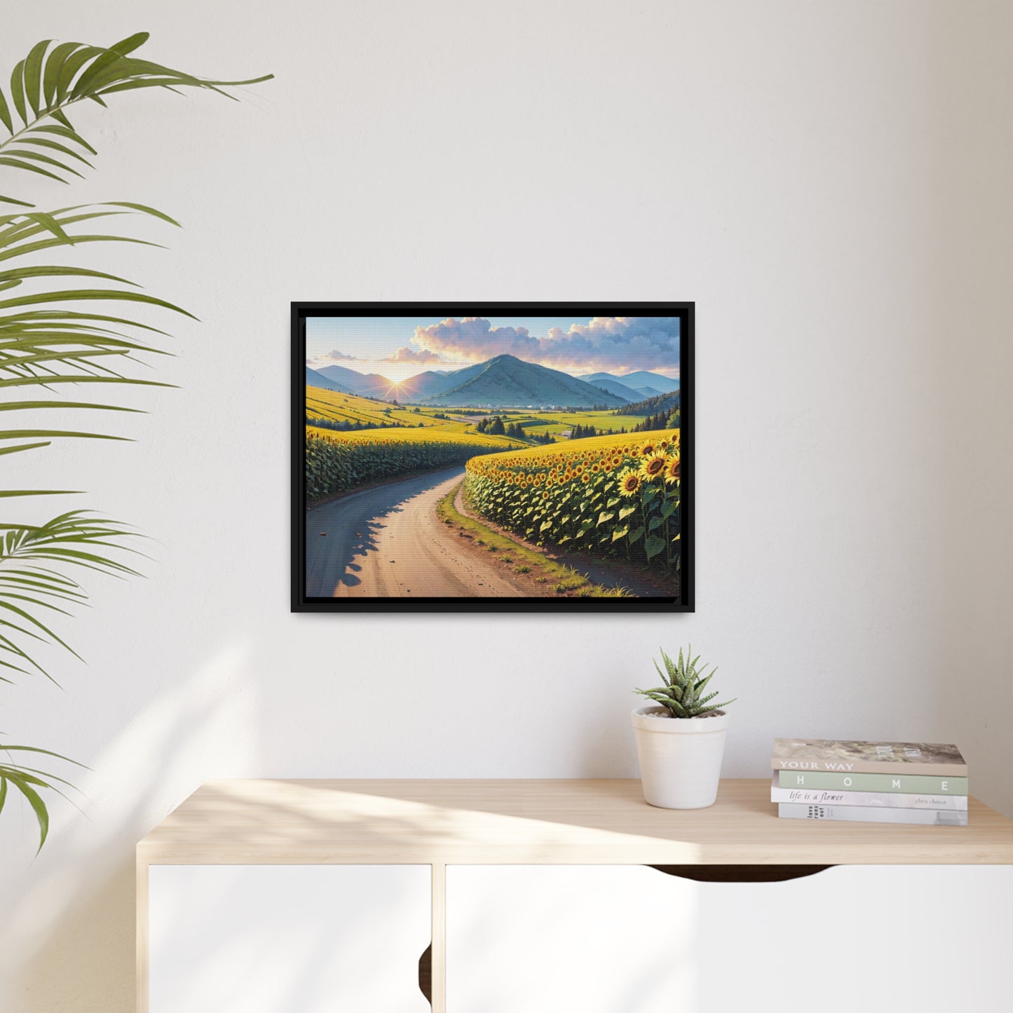 Sunflowers AI Gen Matte Canvas, Black Frame