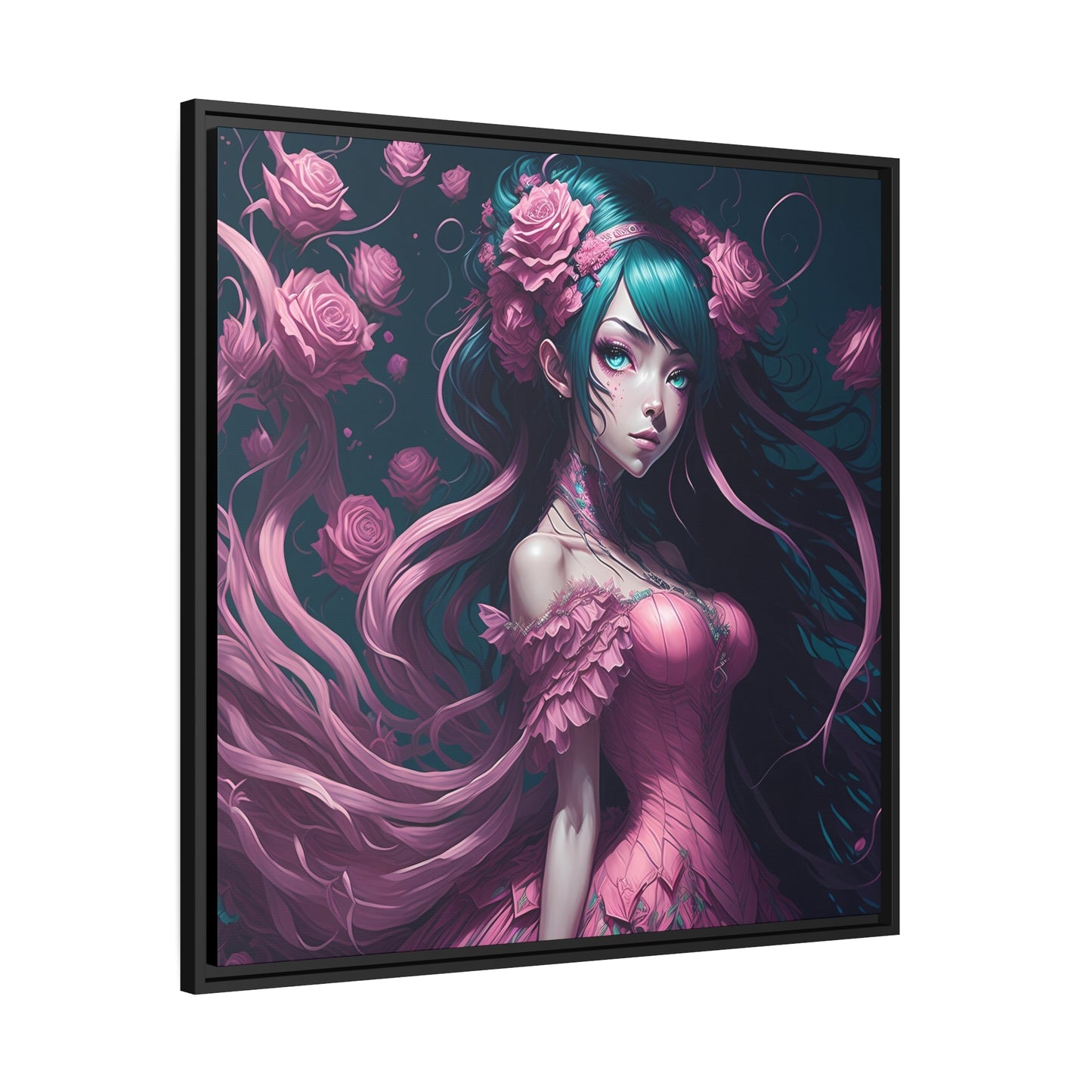 Lady Rose AI Gen Matte Canvas, Black Frame