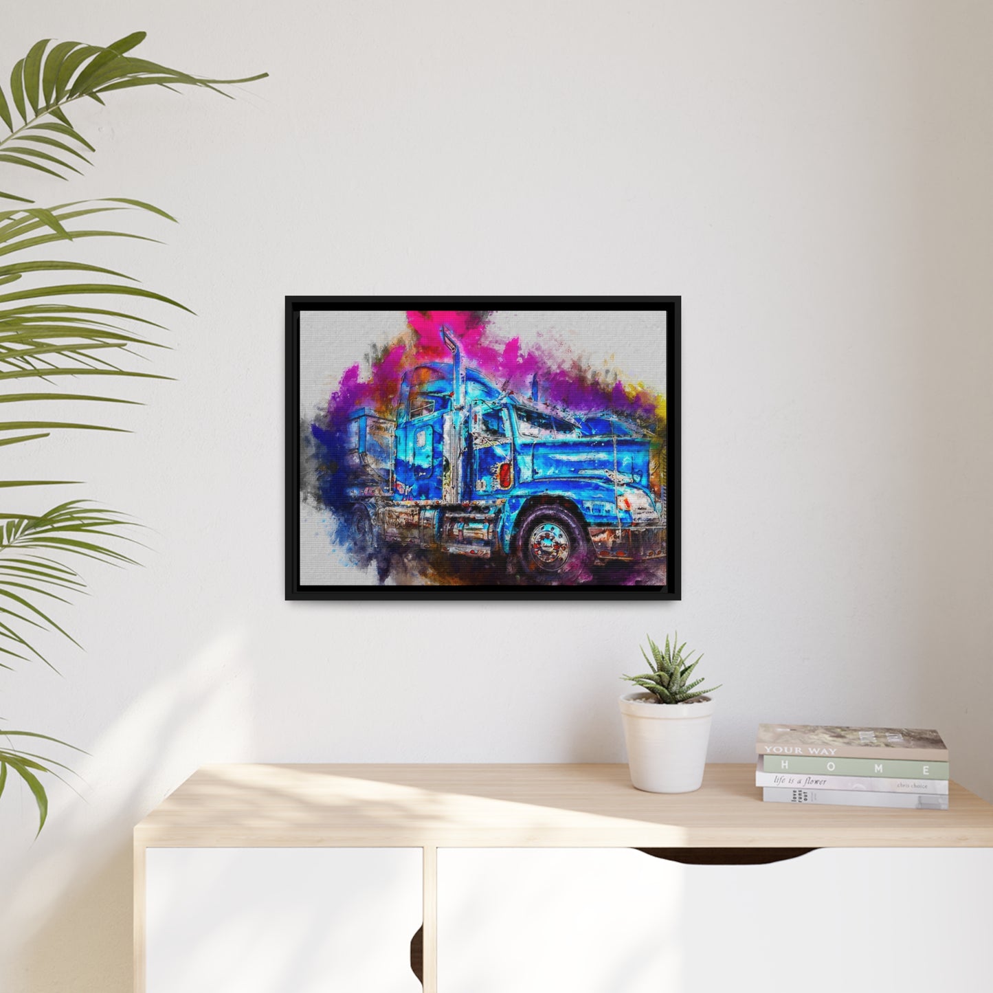 Truck AI Gen Matte Canvas, Black Frame