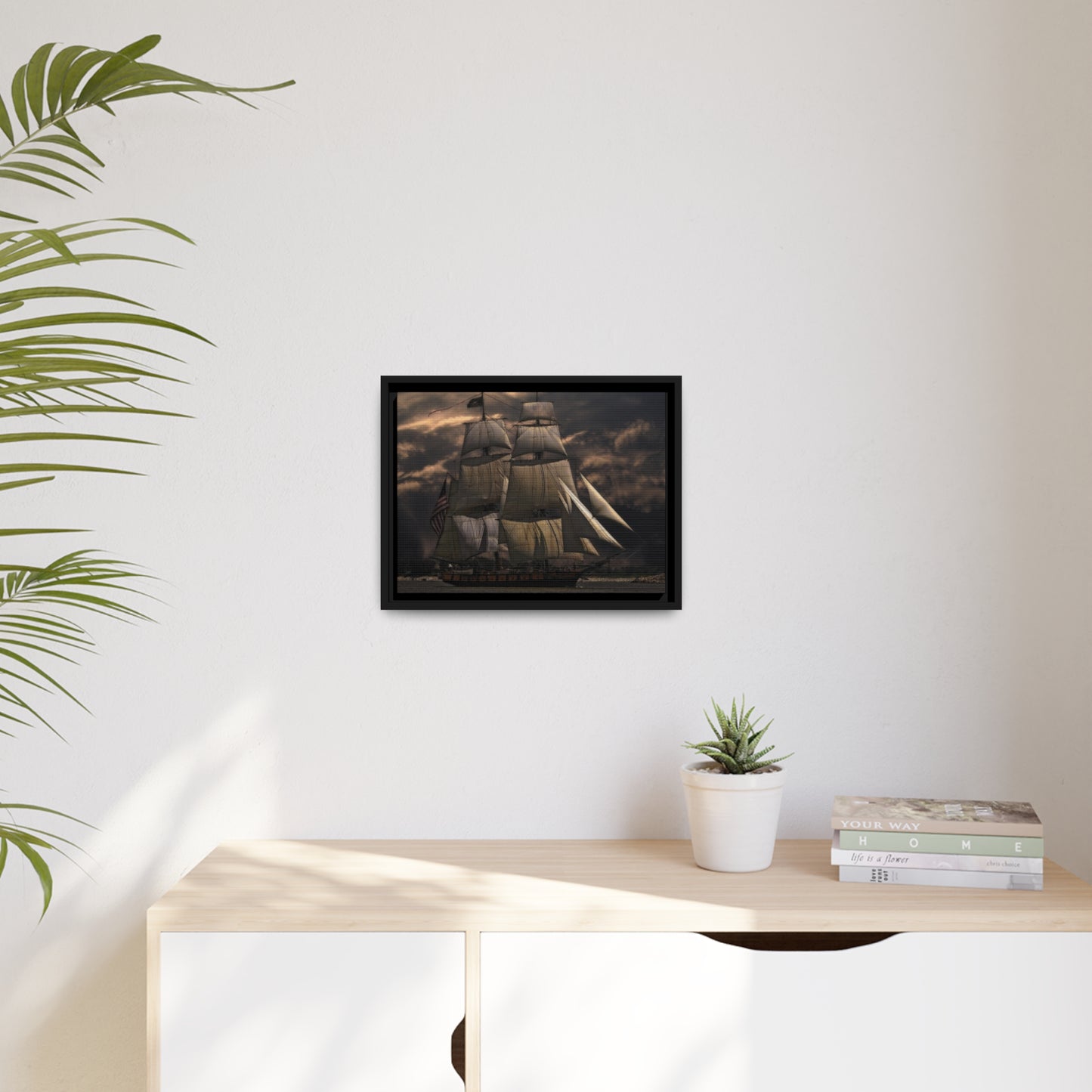 Sailing Ship Matte Canvas, Black Frame