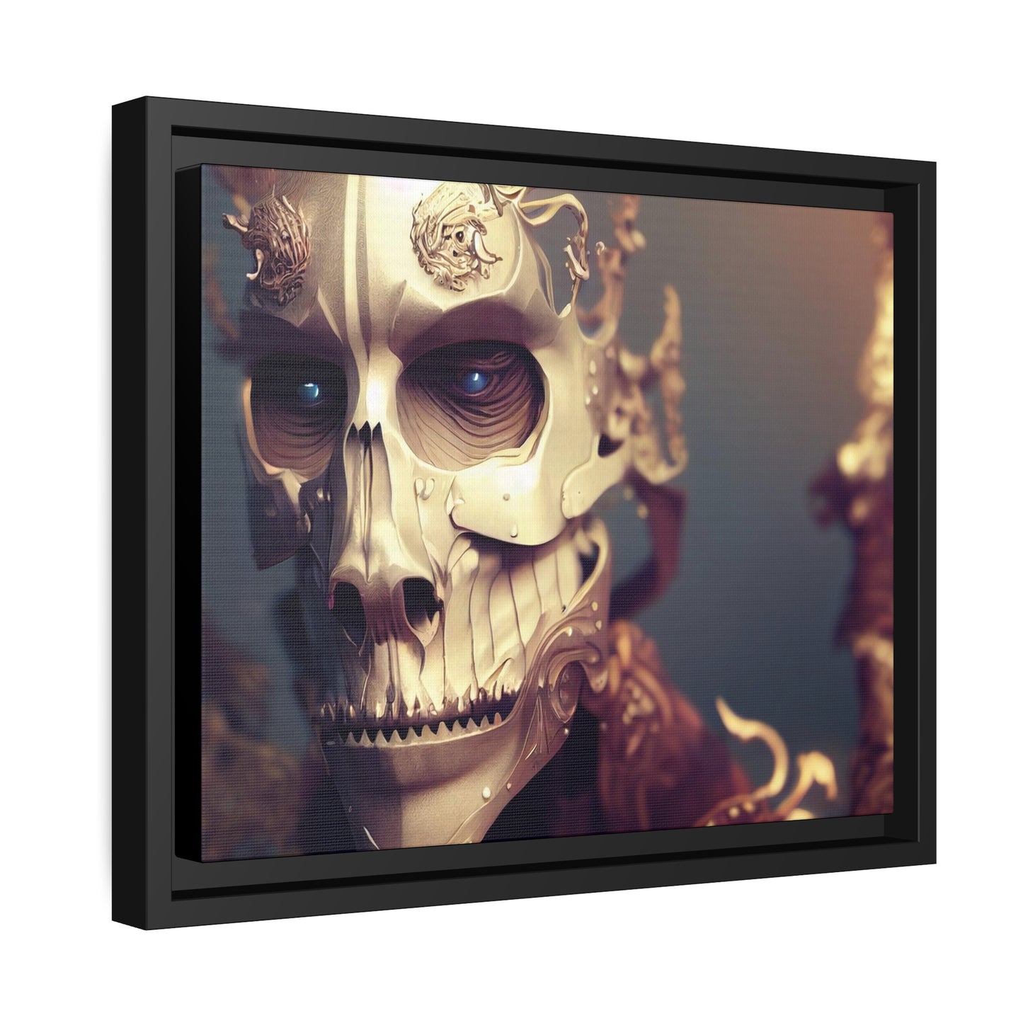 Skull AI Gen Matte Canvas, Black Frame