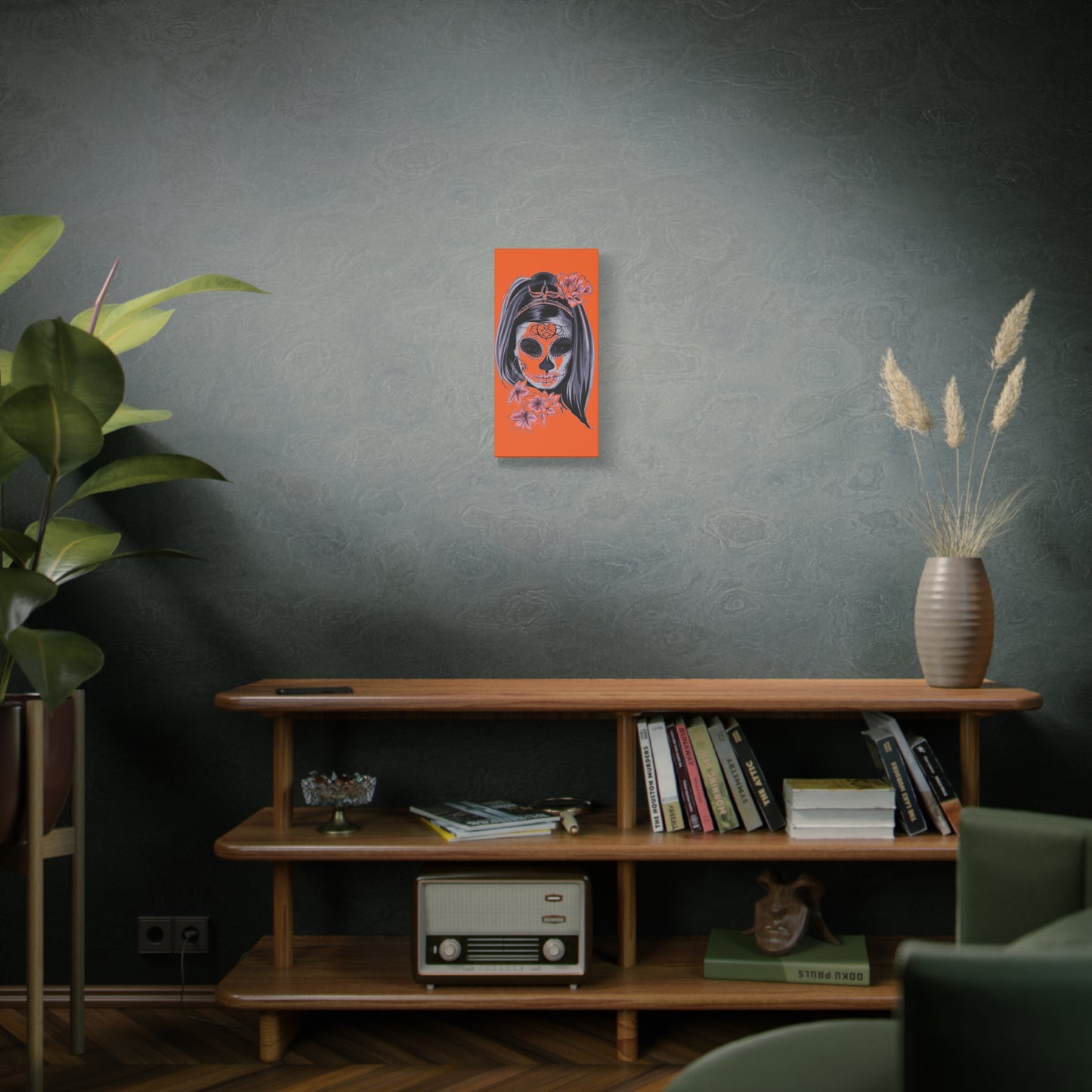 Lady Dead Mask Orange Matte Canvas, Stretched, 1.25"