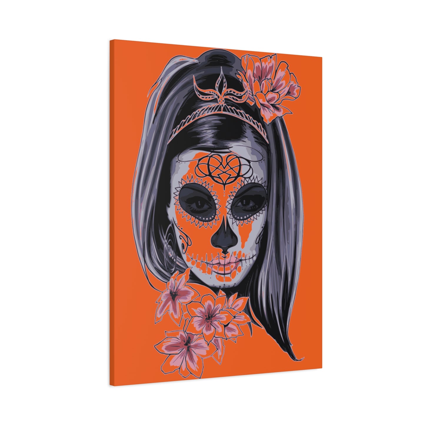 Lady Dead Mask Orange Matte Canvas, Stretched, 1.25"
