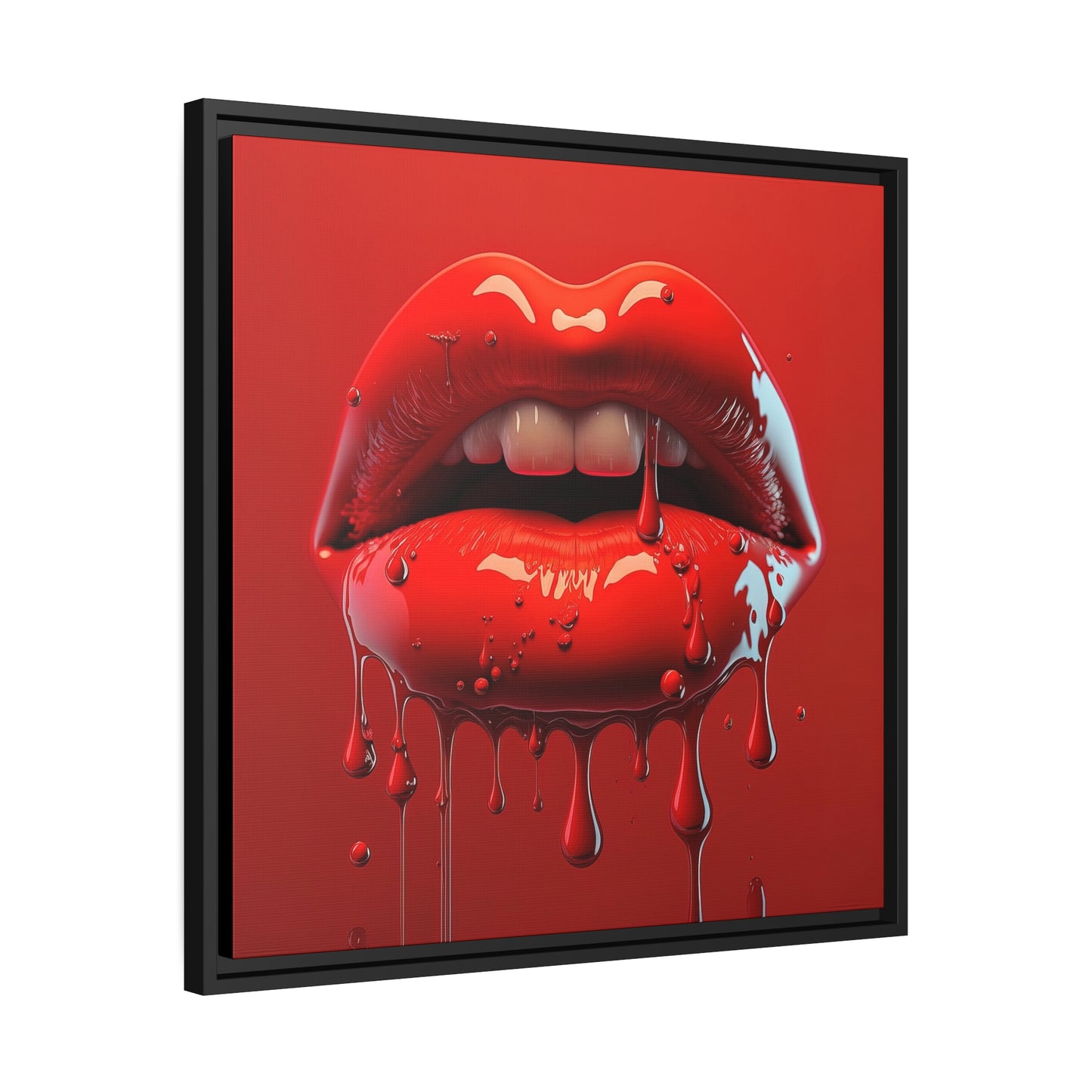 Bloody Lips Matte Canvas, Black Frame