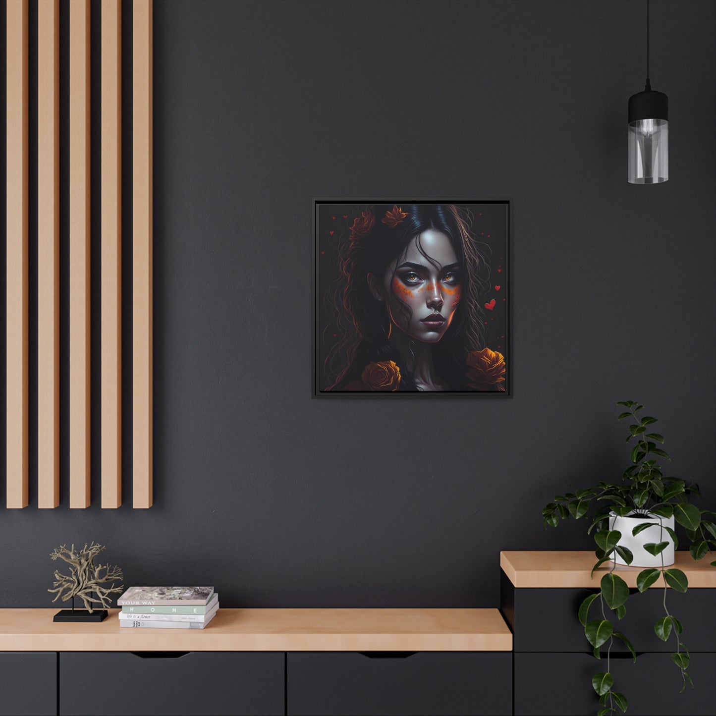 Woman AI Gen Matte Canvas, Black Frame