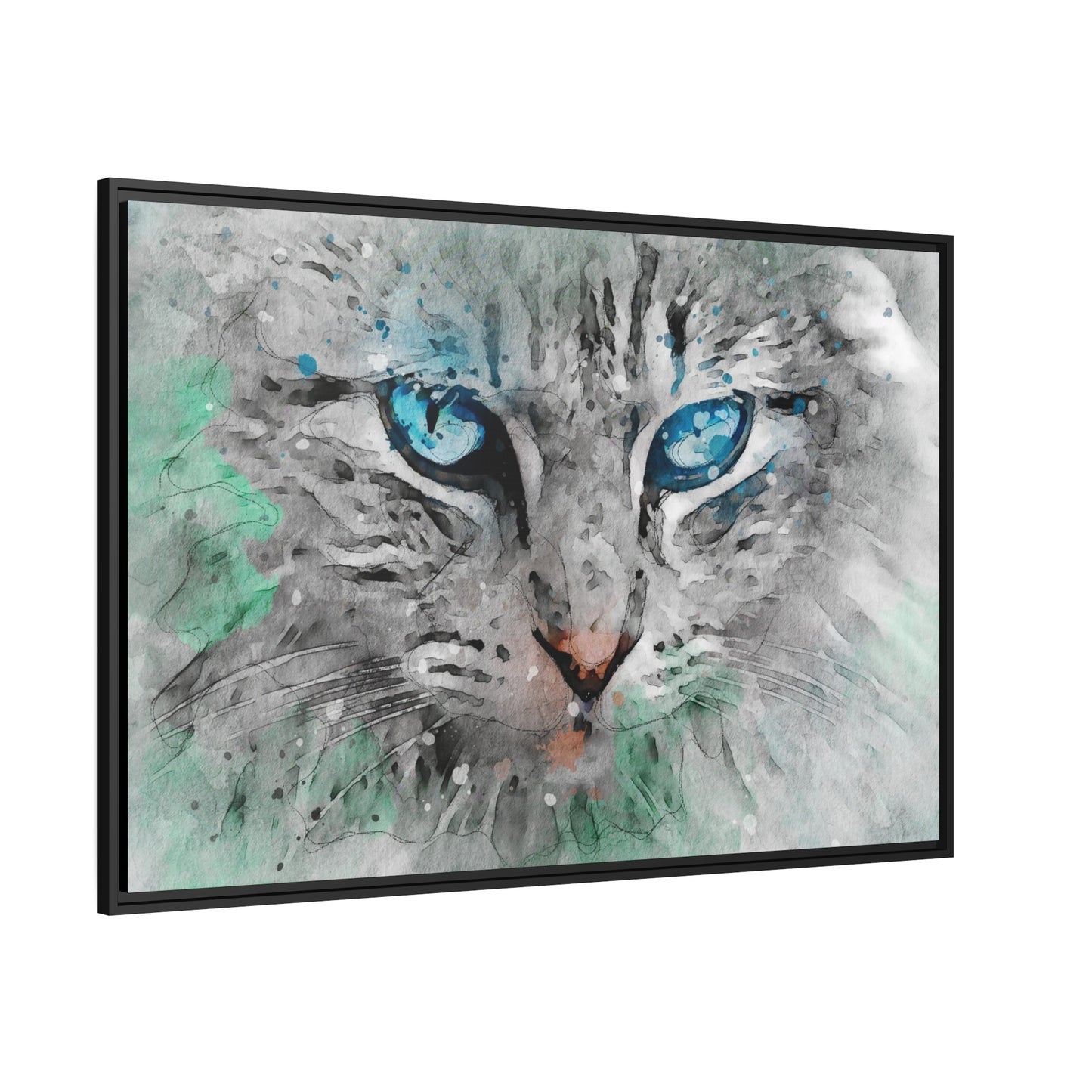 Cat Matte Canvas, Black Frame