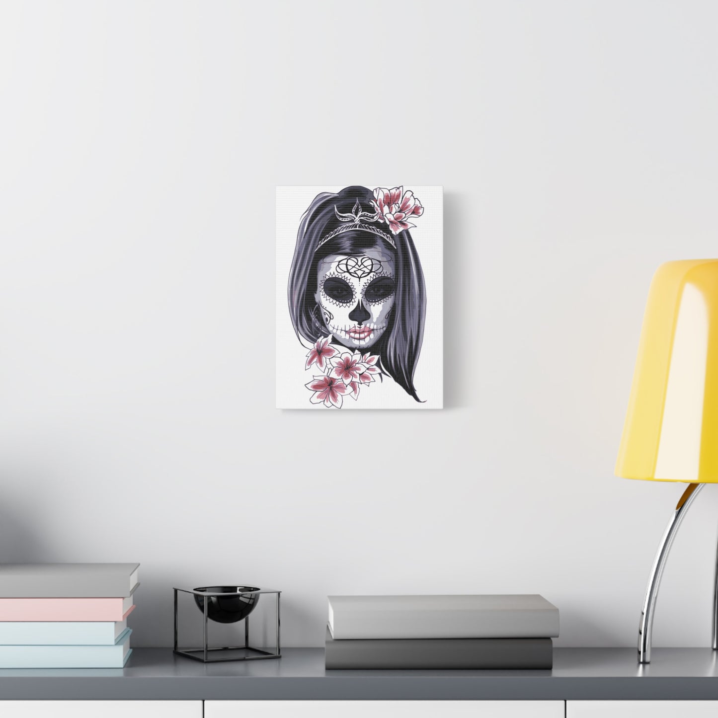 Lady Dead Mask White Matte Canvas, Stretched, 1.25"