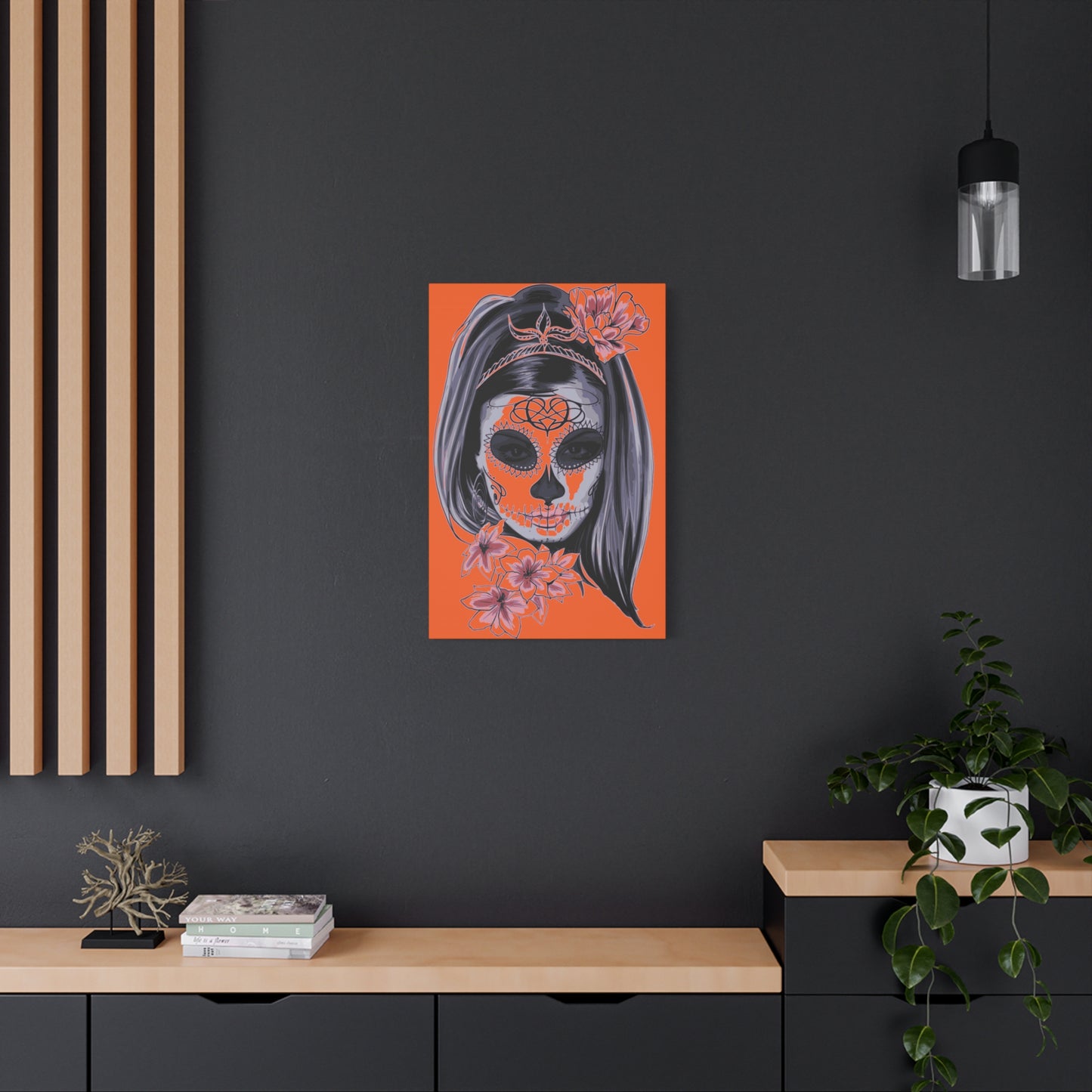 Lady Dead Mask Orange Matte Canvas, Stretched, 1.25"