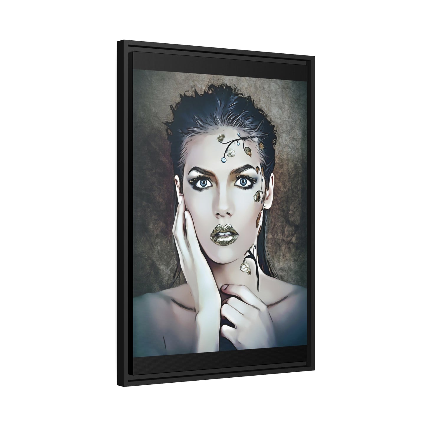 Woman Portrait Matte Canvas, Black Frame