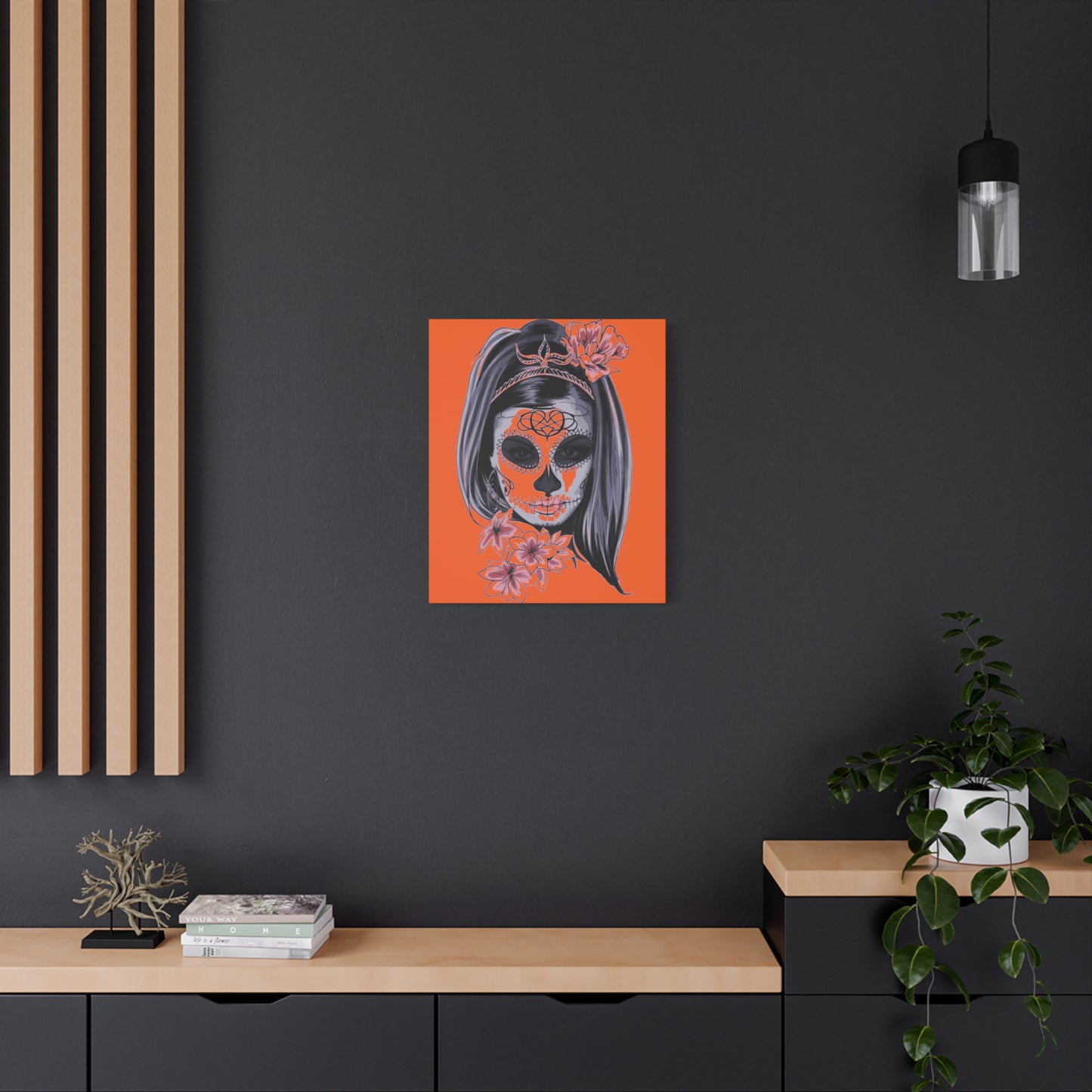 Lady Dead Mask Orange Matte Canvas, Stretched, 1.25"
