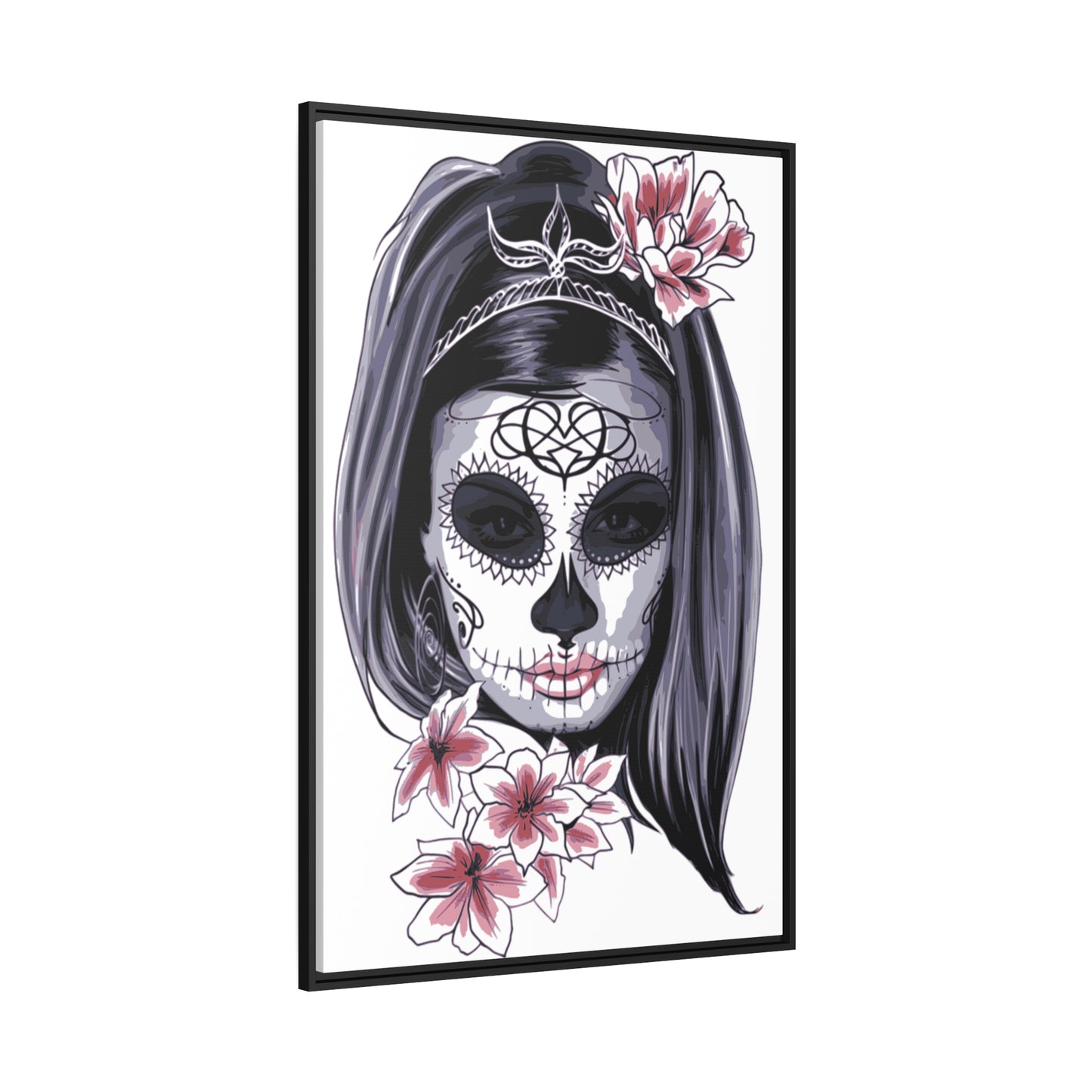Lady Dead Mask White Matte Canvas, Black Frame