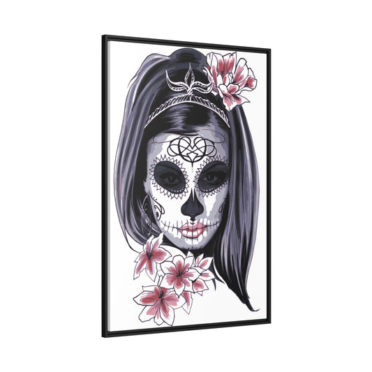 Lady Dead Mask White Matte Canvas, Black Frame