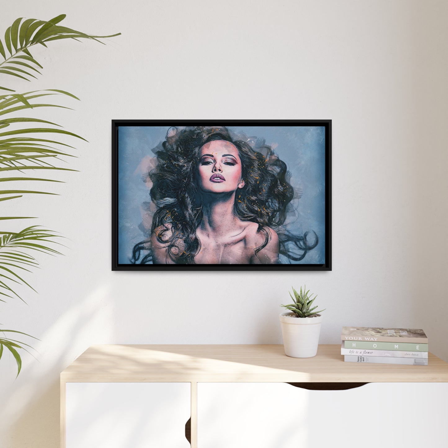 Woman Matte Canvas, Black Frame