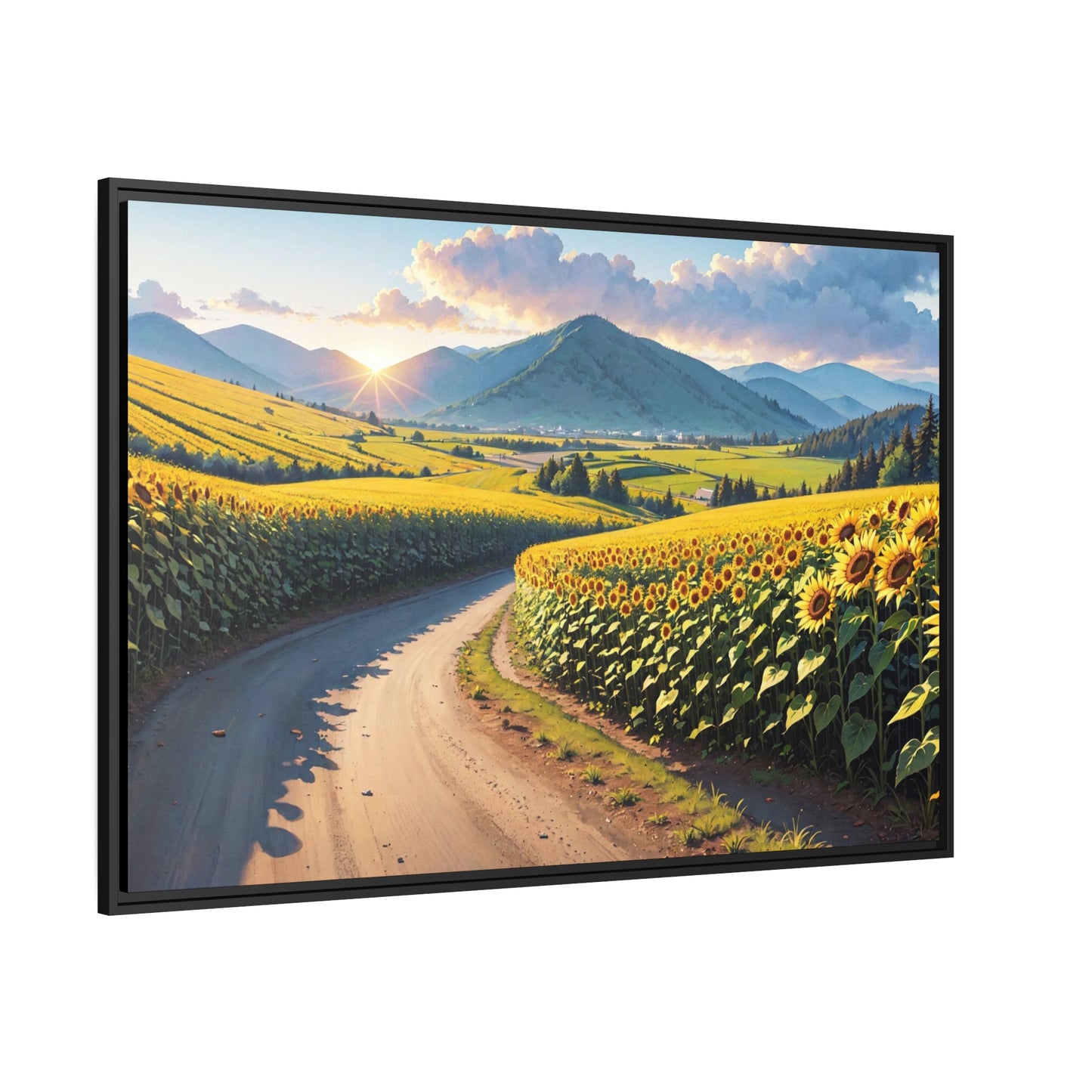Sunflowers AI Gen Matte Canvas, Black Frame