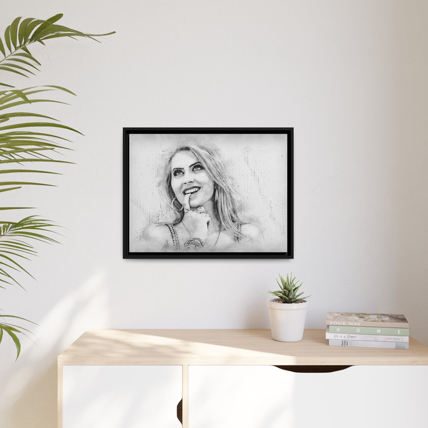 Woman Matte Canvas, Black Frame
